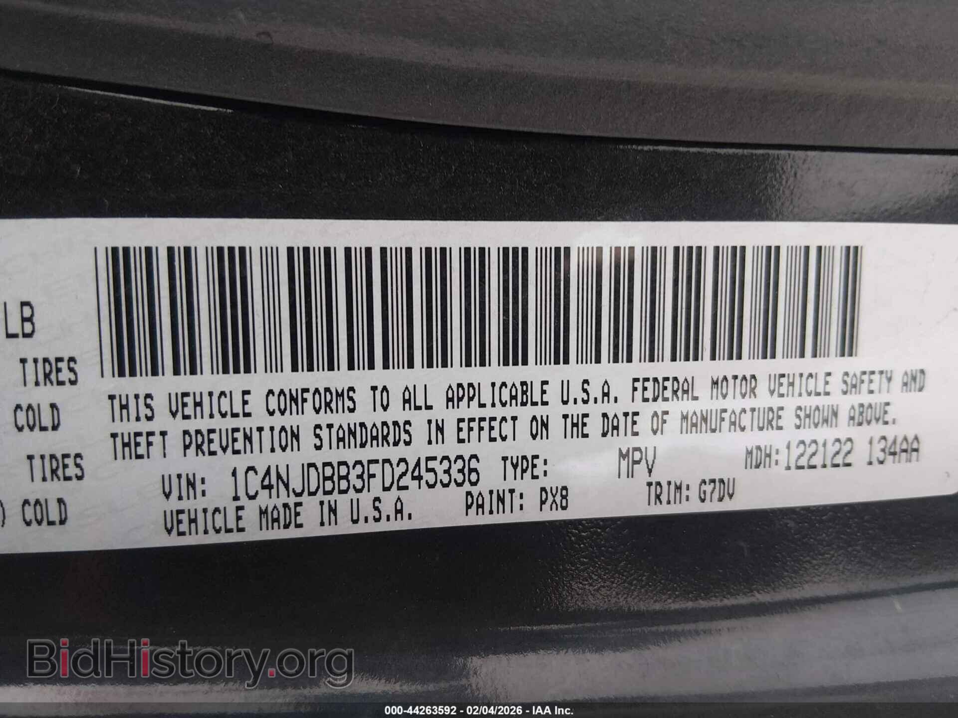 2015 JEEP COMPASS - VIN: 1C4NJDBB3FD245336 - Фото 9