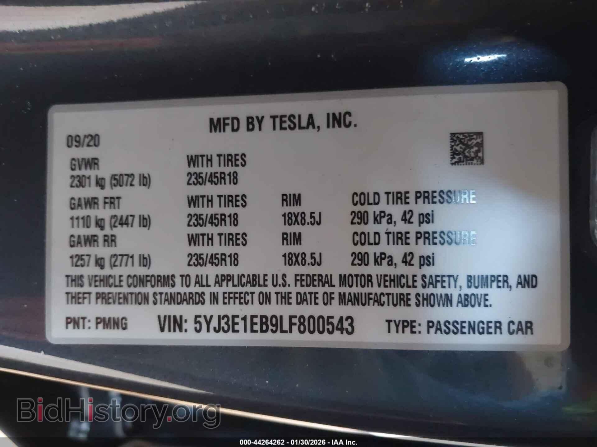 2020 TESLA MODEL 3 - VIN: 5YJ3E1EB9LF800543 - Фото 9