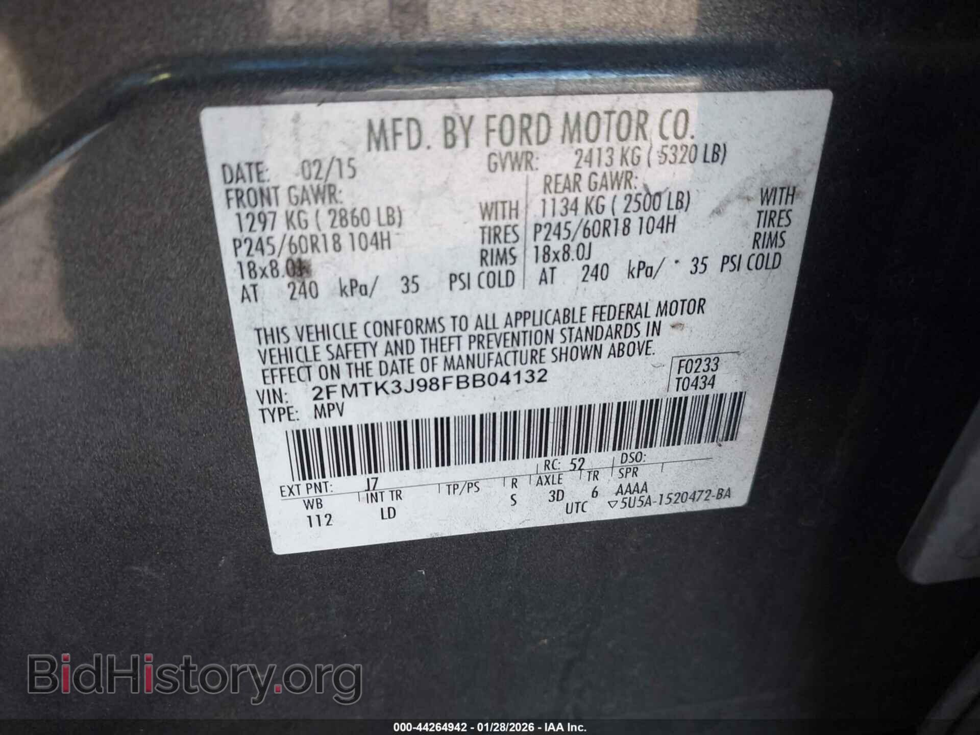 2015 FORD EDGE - VIN: 2FMTK3J98FBB04132 - Photo 9