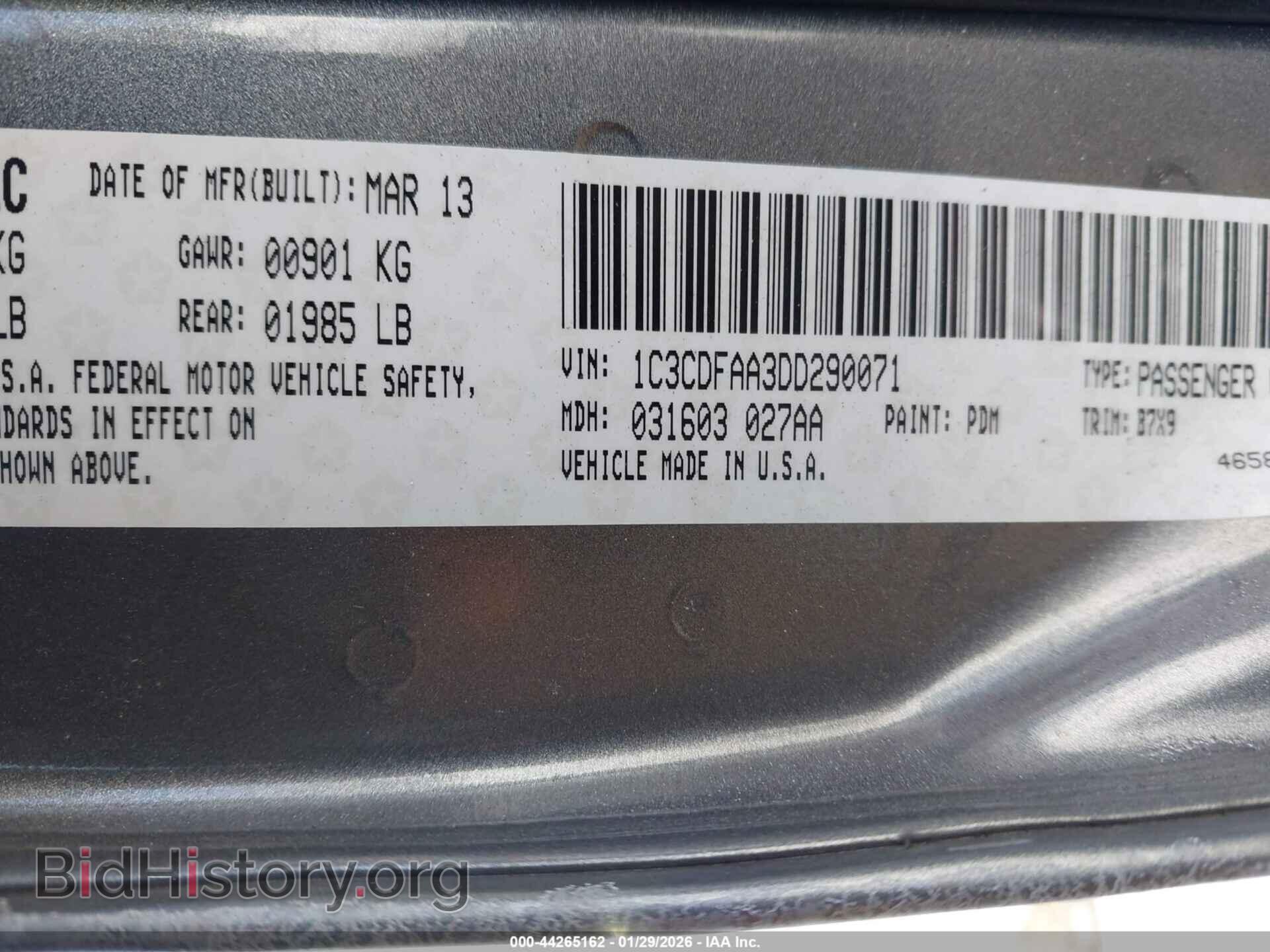 2013 DODGE DART - VIN: 1C3CDFAA3DD290071 - Фото 9