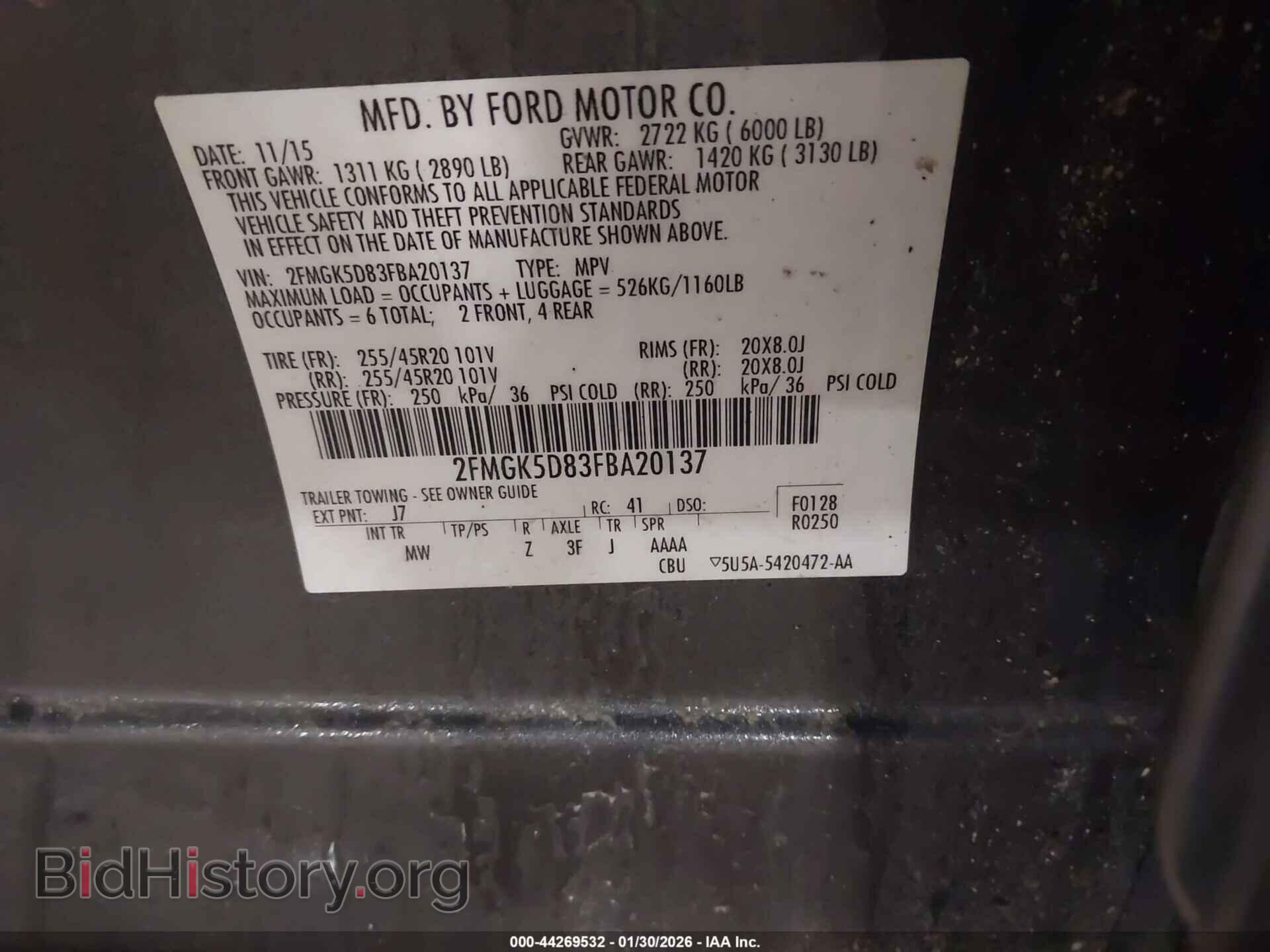 2015 FORD FLEX - VIN: 2FMGK5D83FBA20137 - Photo 9