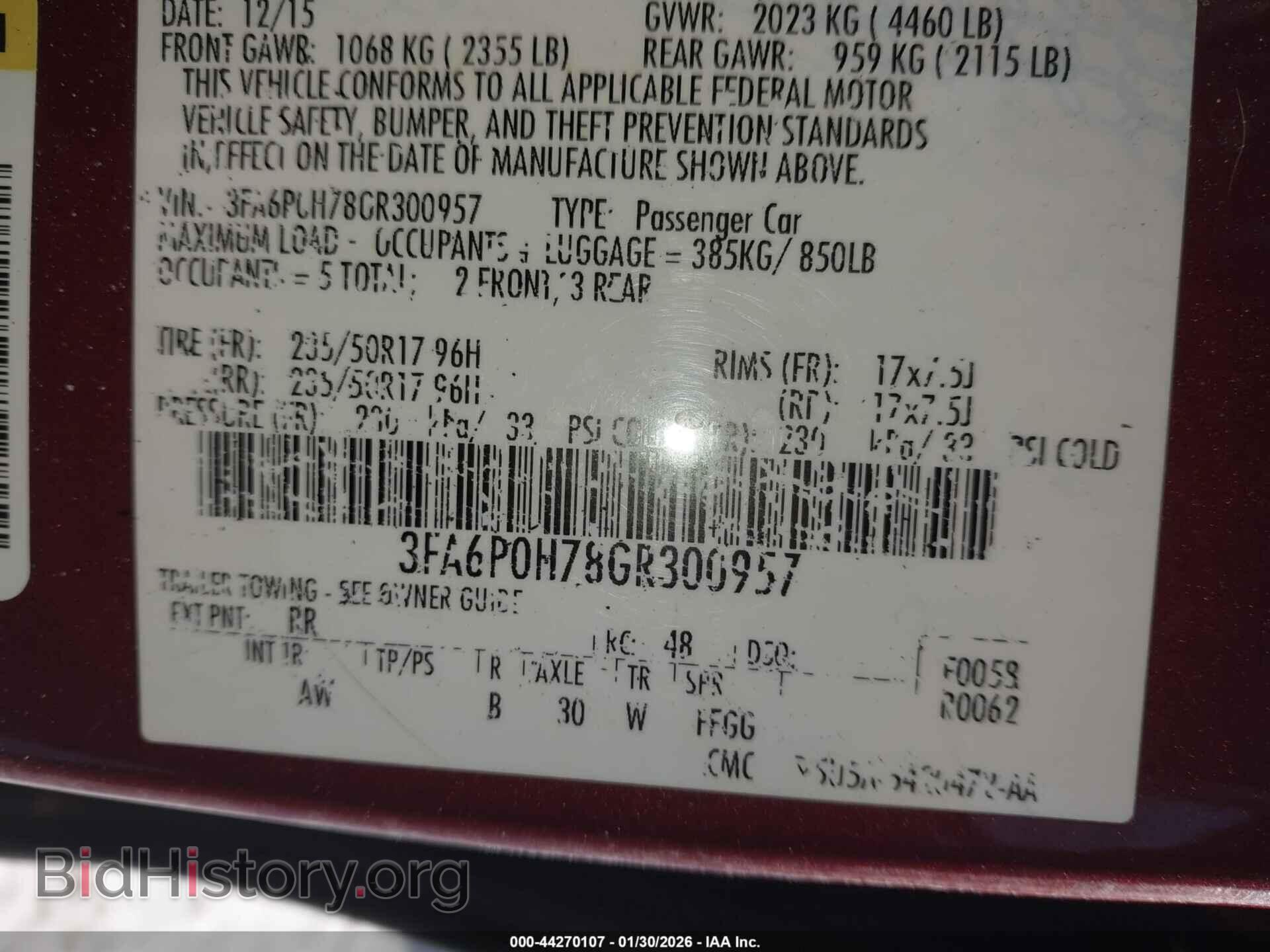 2016 FORD FUSION - VIN: 3FA6P0H78GR300957 - Фото 9