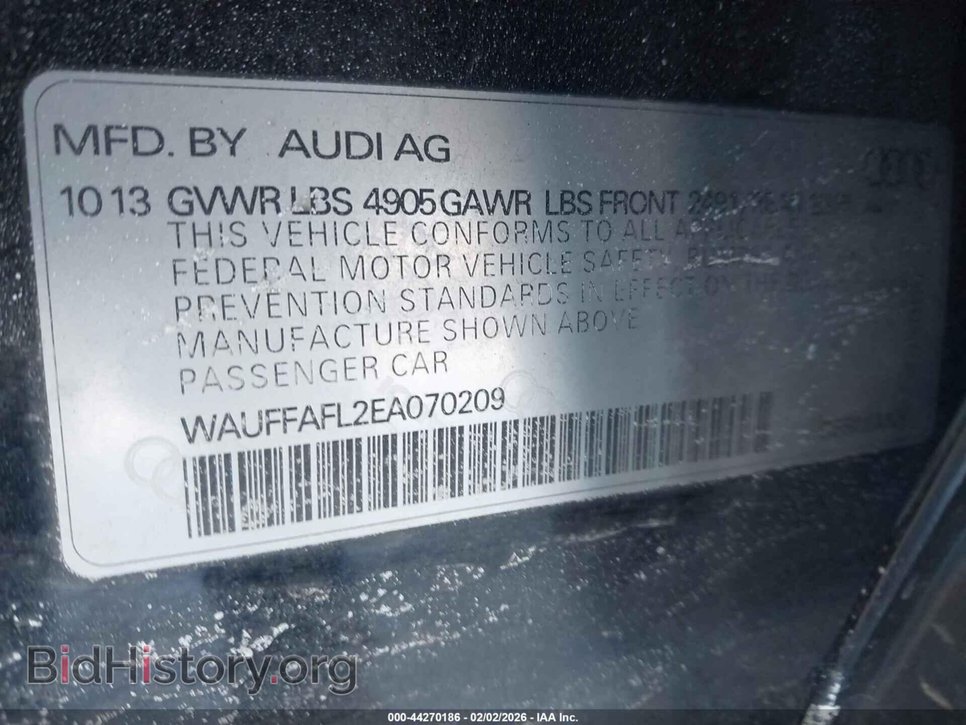 2014 AUDI A4 - VIN: WAUFFAFL2EA070209 - Фото 9