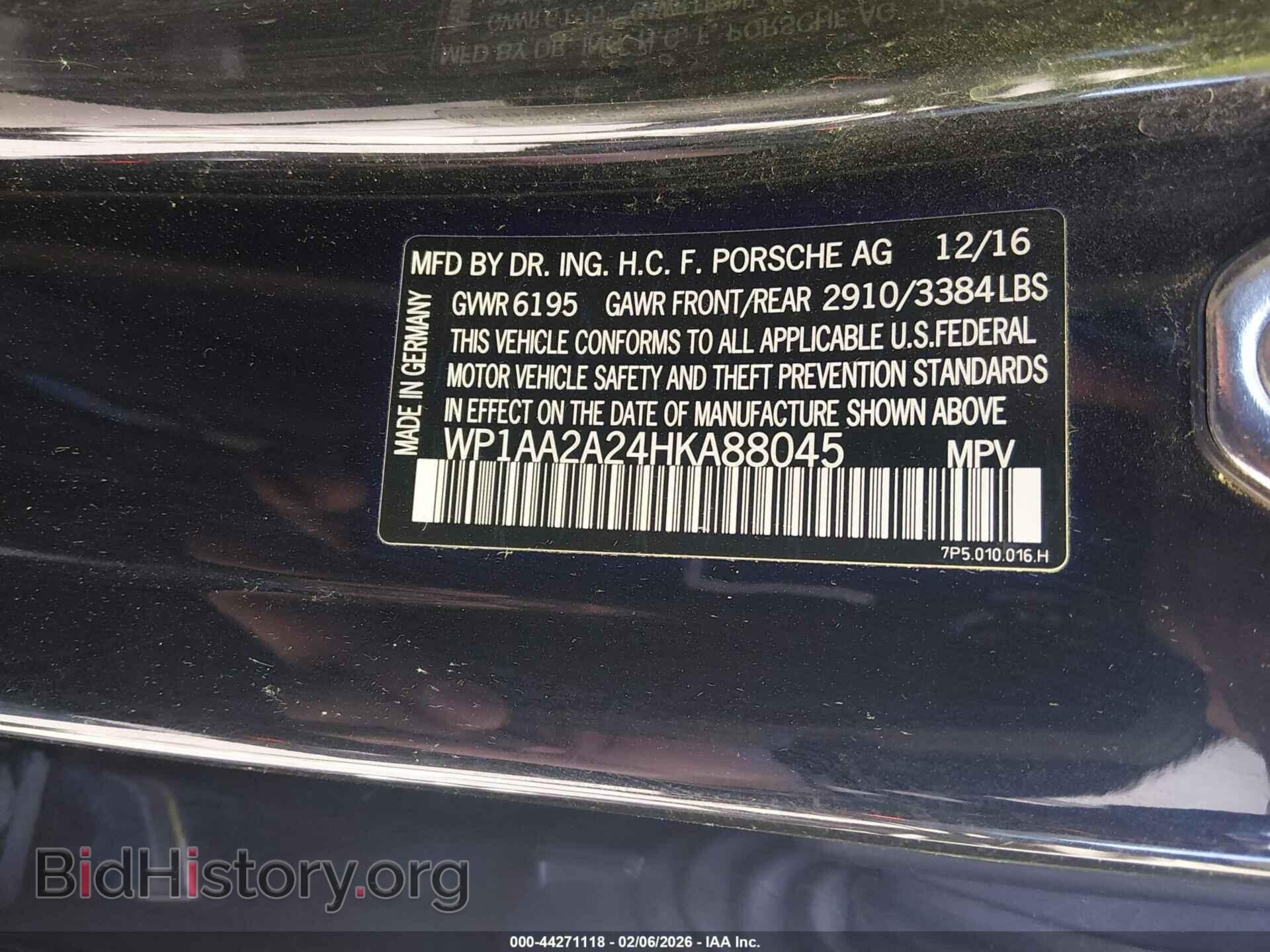 2017 PORSCHE CAYENNE - VIN: WP1AA2A24HKA88045 - Фото 9