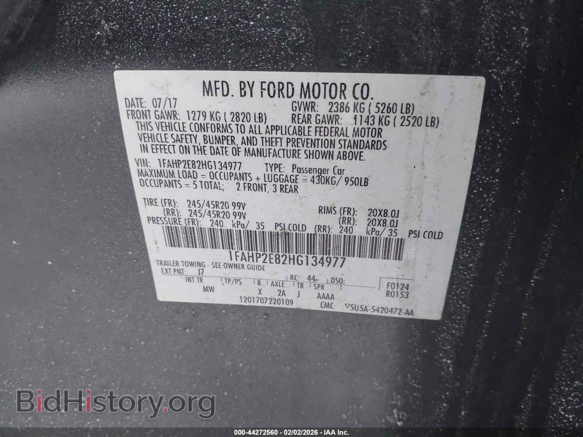 2017 FORD TAURUS - VIN: 1FAHP2E82HG134977 - Фото 9