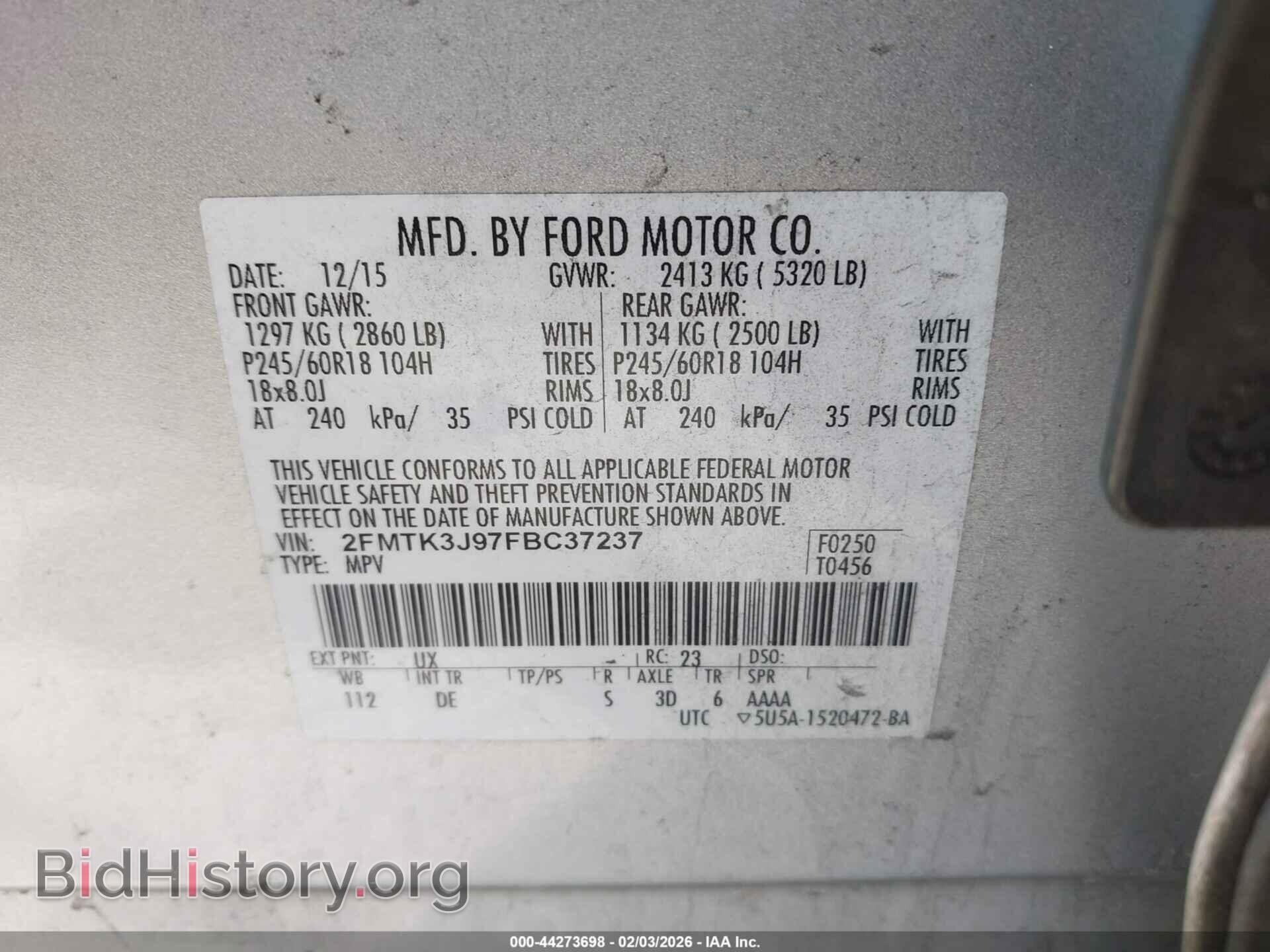2015 FORD EDGE - VIN: 2FMTK3J97FBC37237 - Photo 9