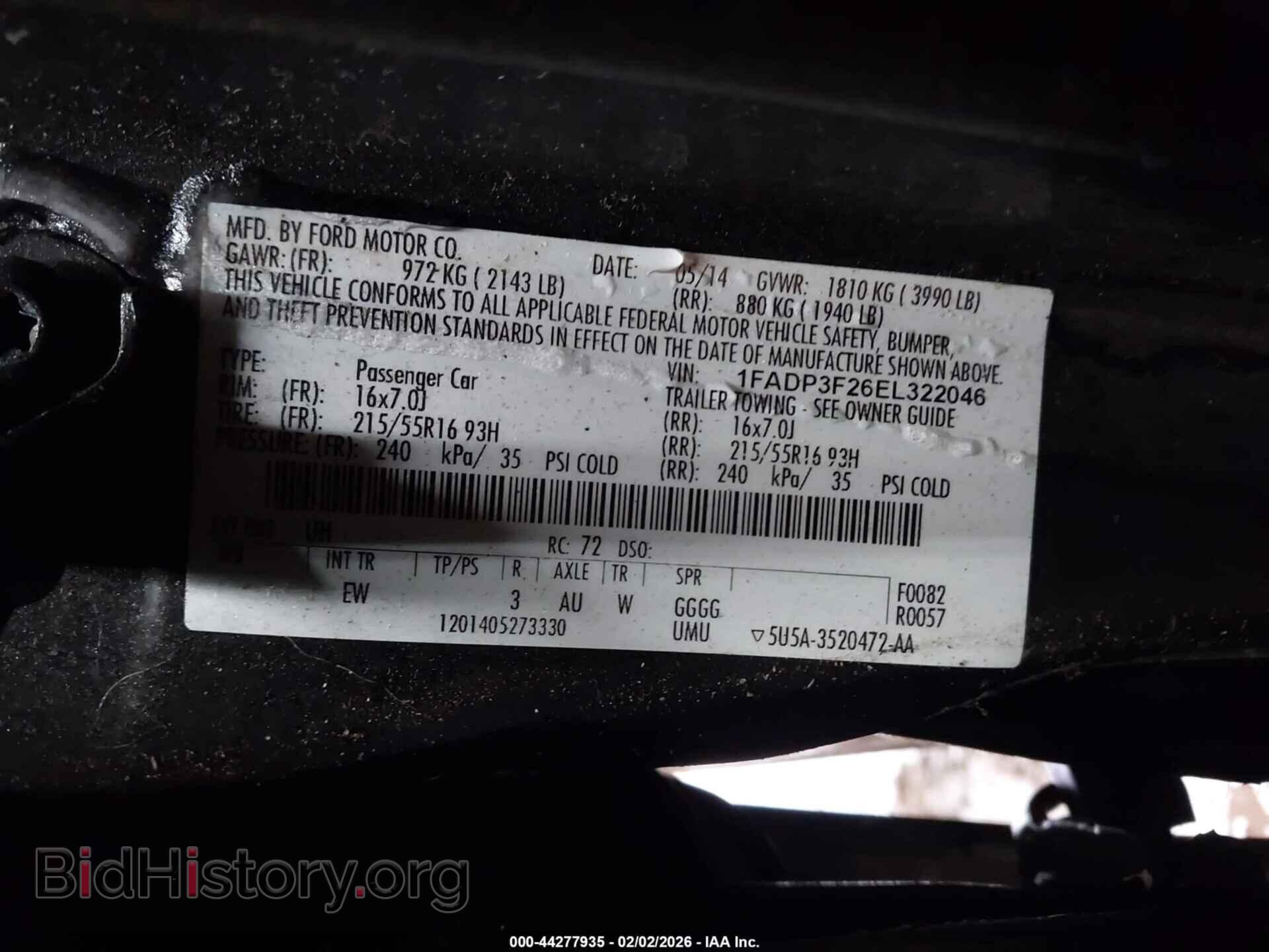 2014 FORD FOCUS - VIN: 1FADP3F26EL322046 - Фото 9
