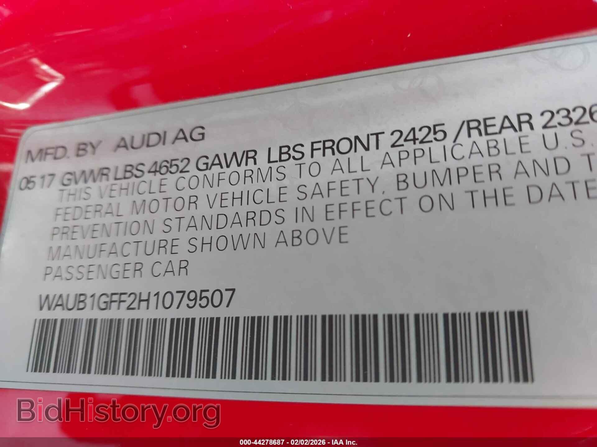 2017 AUDI S3 - VIN: WAUB1GFF2H1079507 - Фото 9
