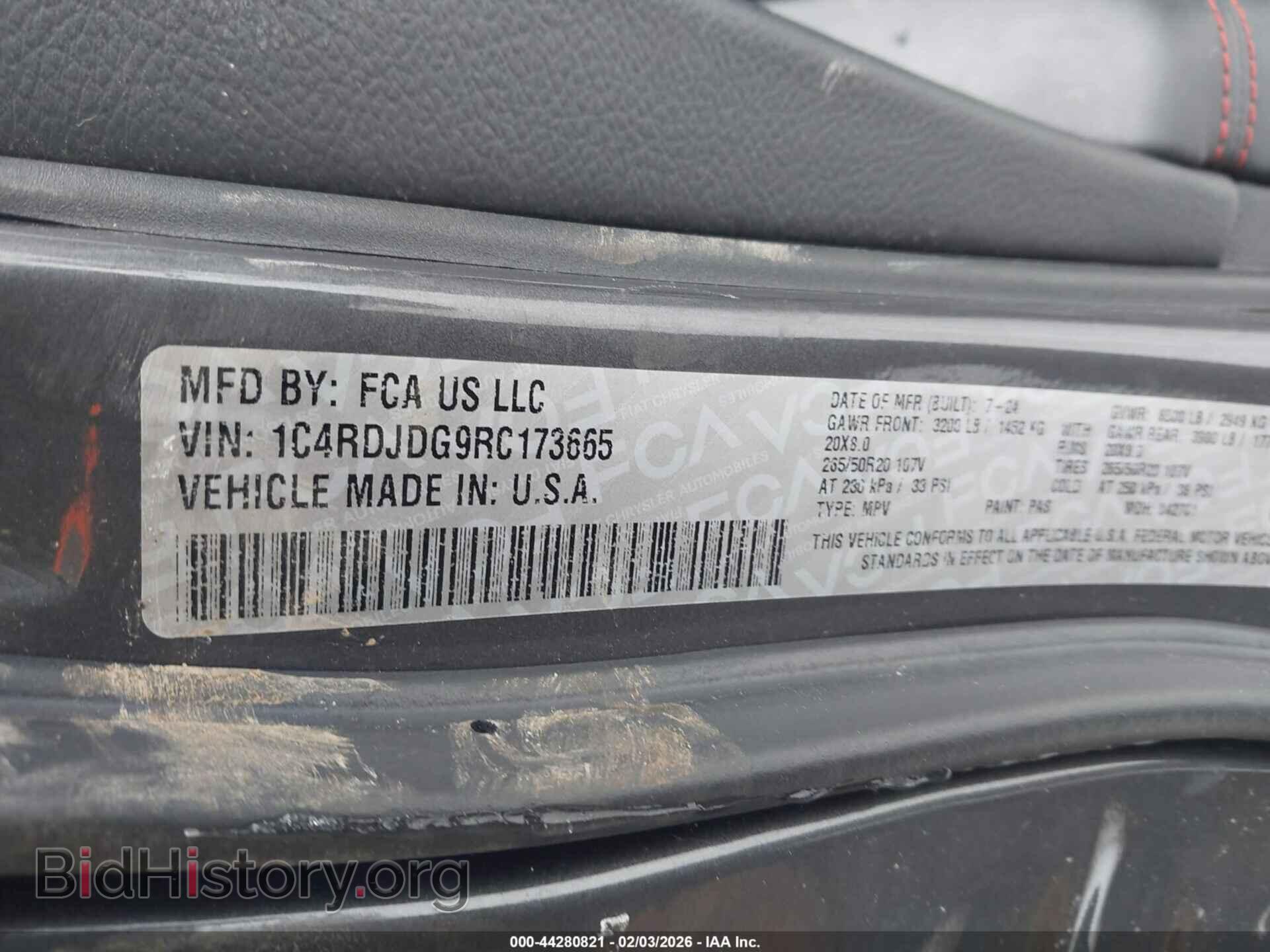 2024 DODGE DURANGO - VIN: 1C4RDJDG9RC173665 - Фото 9