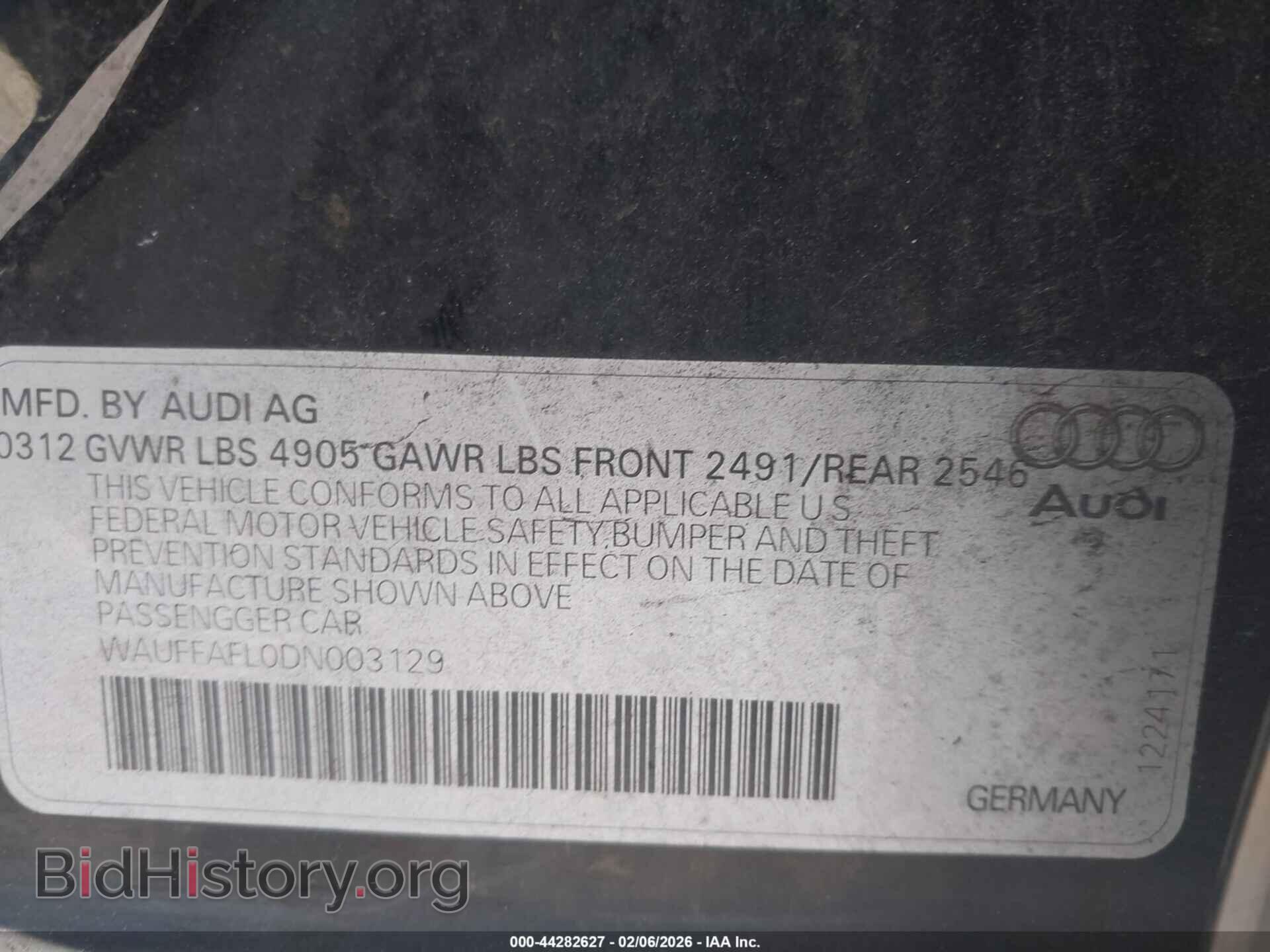2013 AUDI A4 - VIN: WAUFFAFL0DN003129 - Фото 9