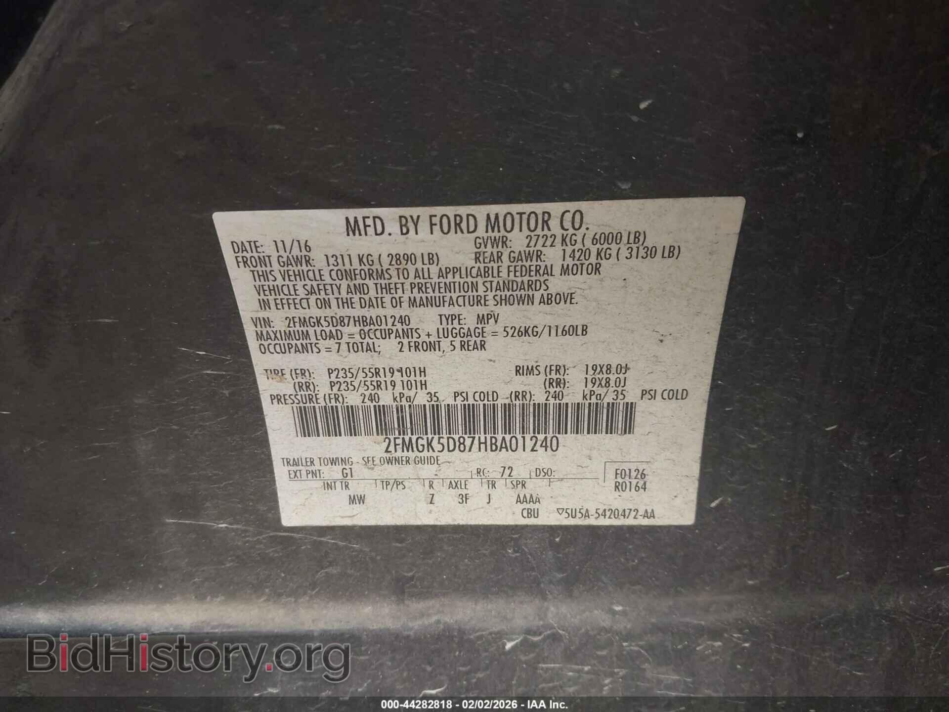 2017 FORD FLEX - VIN: 2FMGK5D87HBA01240 - Photo 9