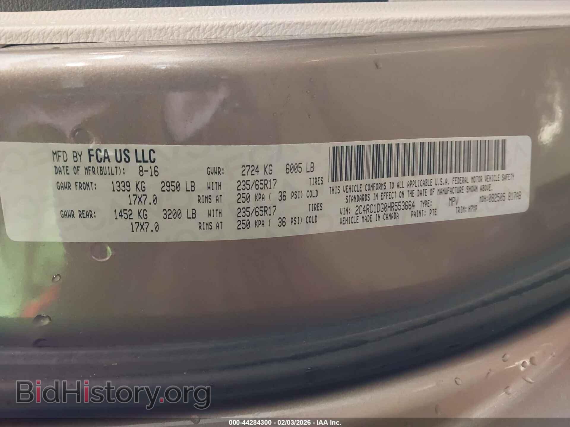 2017 CHRYSLER PACIFICA - VIN: 2C4RC1DG0HR553664 - Photo 9