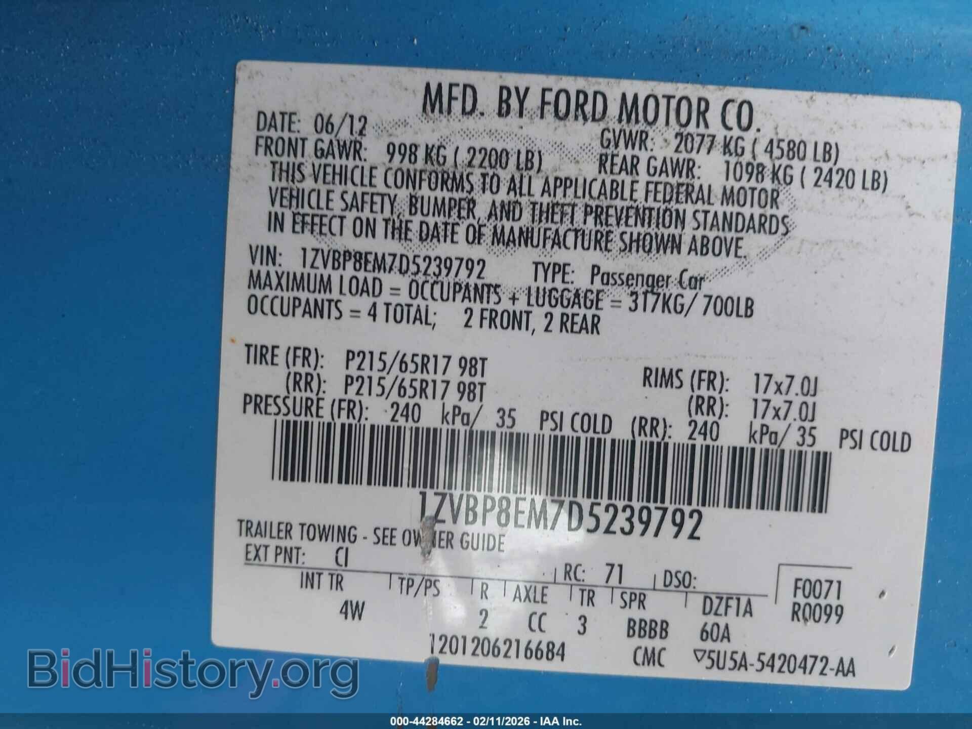 2013 FORD MUSTANG - VIN: 1ZVBP8EM7D5239792 - Фото 9