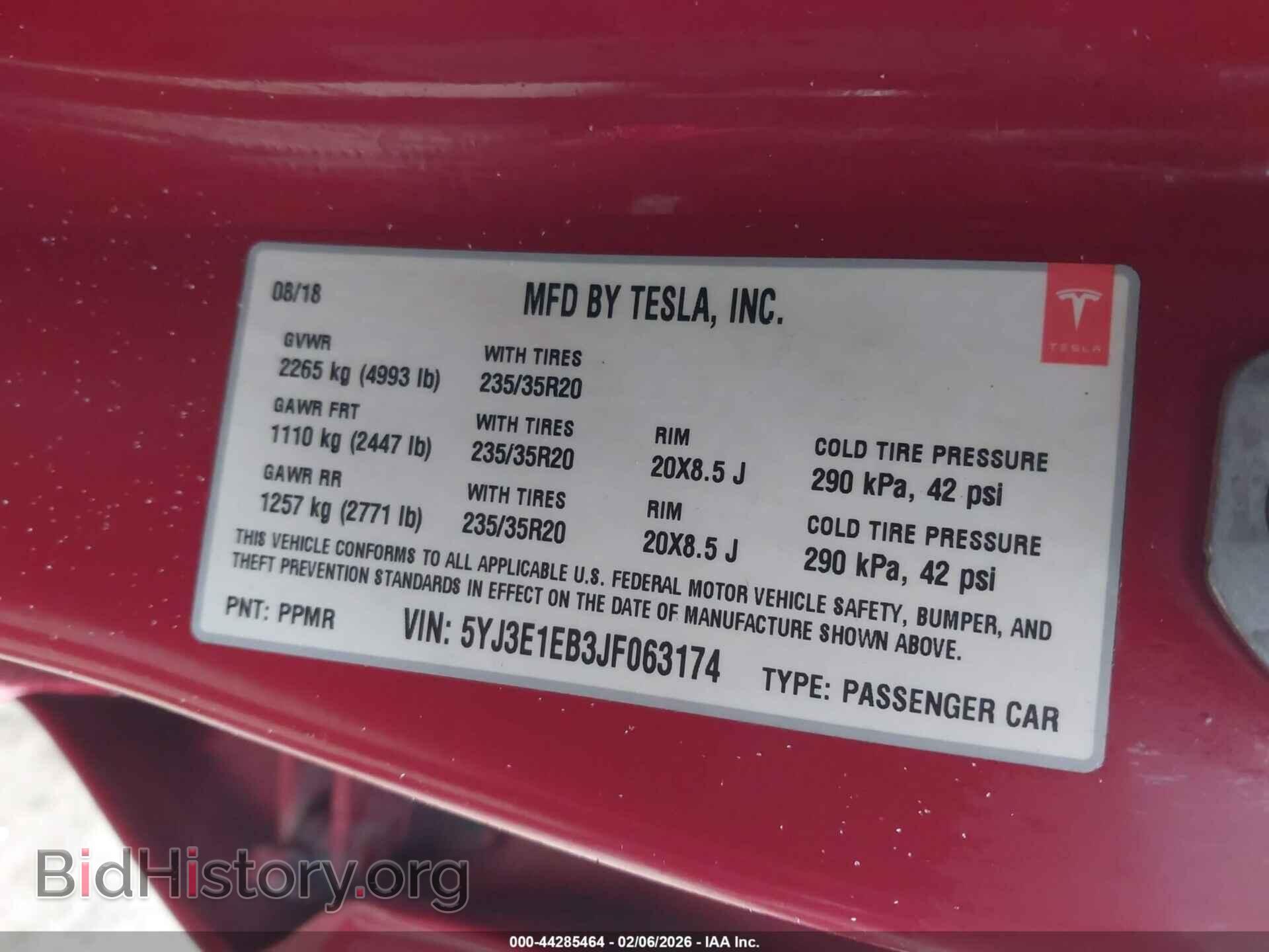 2018 TESLA MODEL 3 - VIN: 5YJ3E1EB3JF063174 - Photo 9