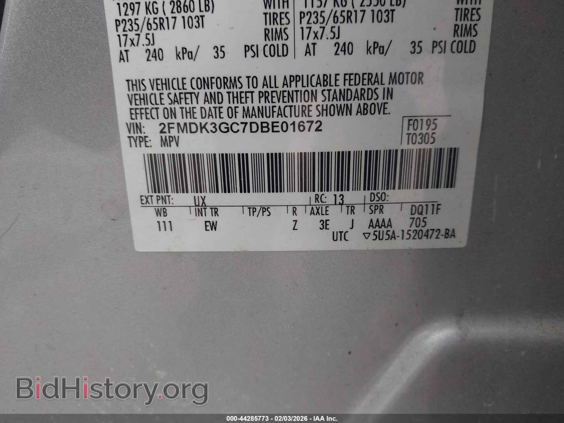 2013 FORD EDGE - VIN: 2FMDK3GC7DBE01672 - Фото 9