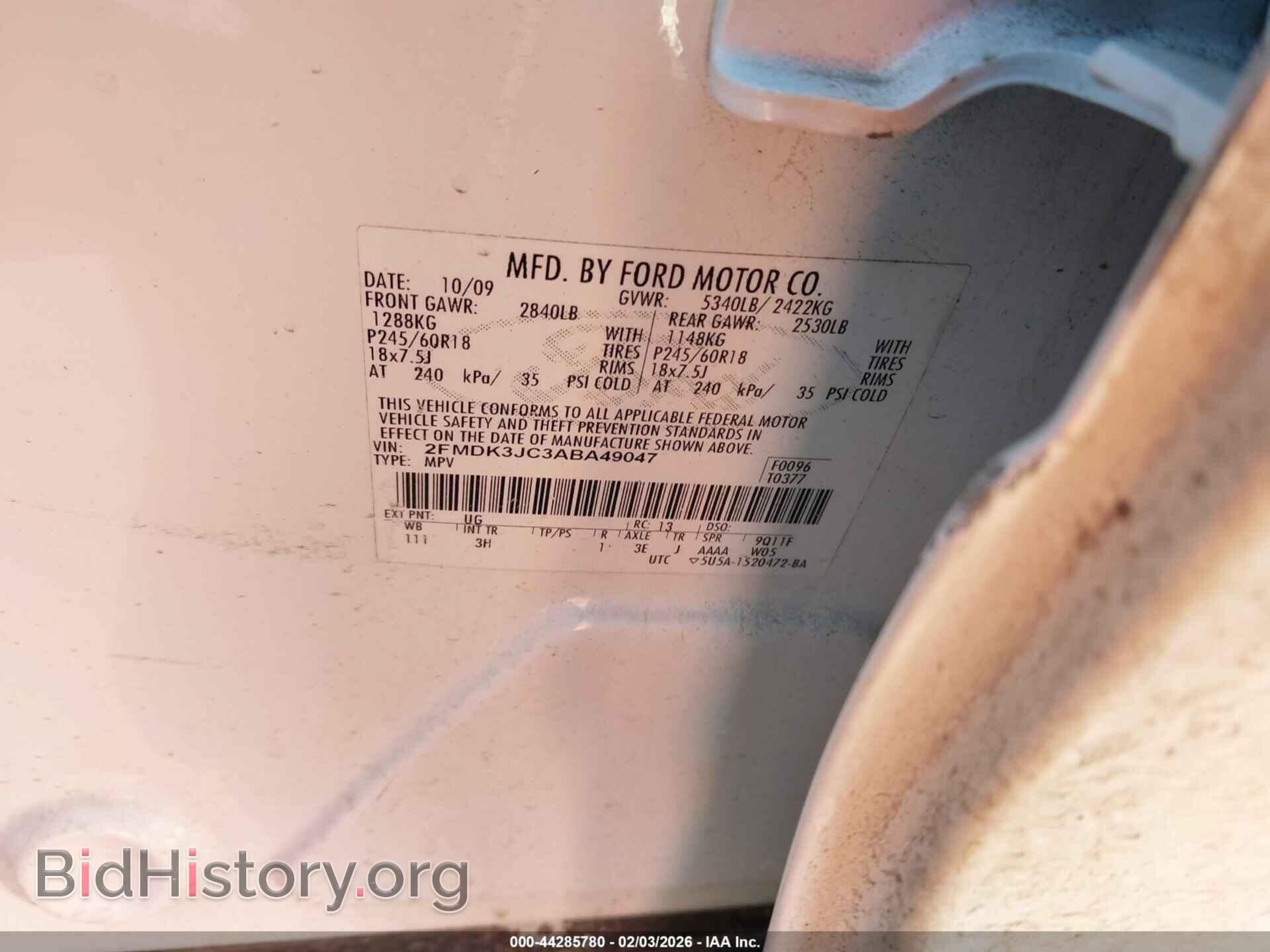 2010 FORD EDGE - VIN: 2FMDK3JC3ABA49047 - Фото 9