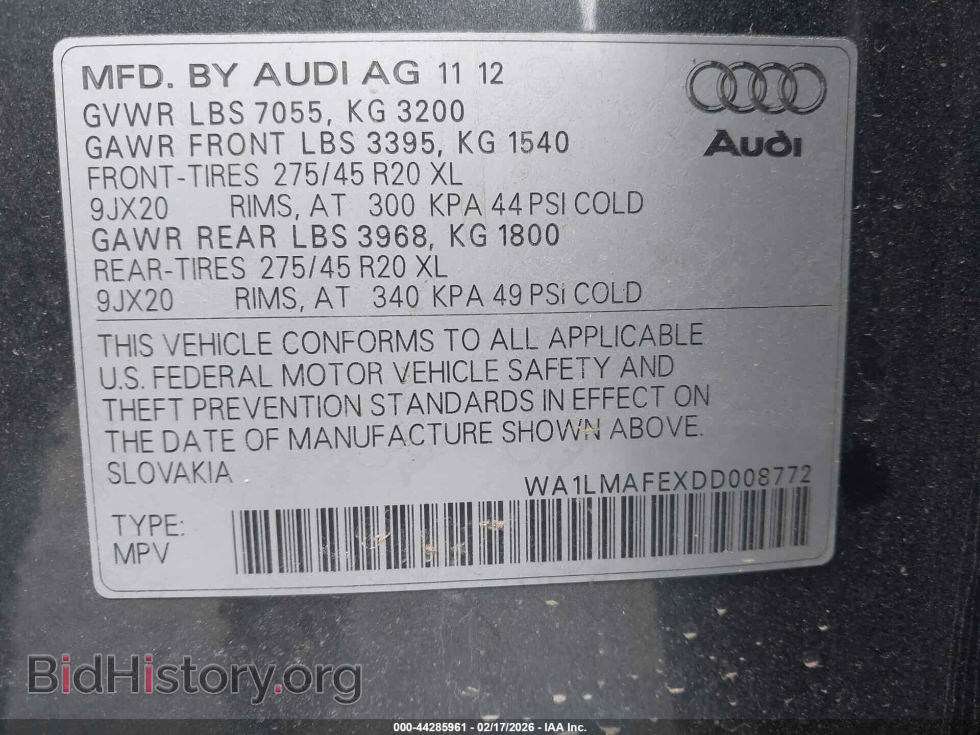 2013 AUDI Q7 - VIN: WA1LMAFEXDD008772 - Фото 9