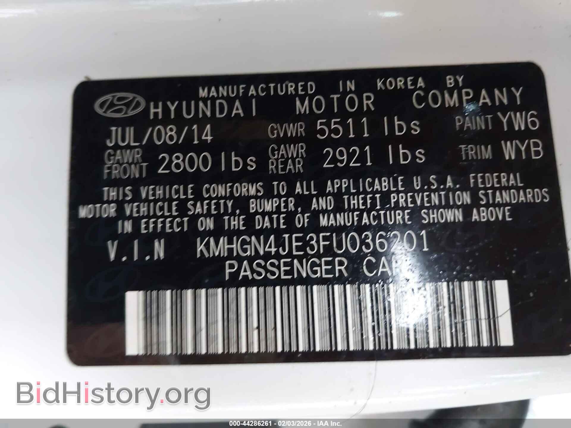 2015 HYUNDAI GENESIS - VIN: KMHGN4JE3FU036201 - Фото 9