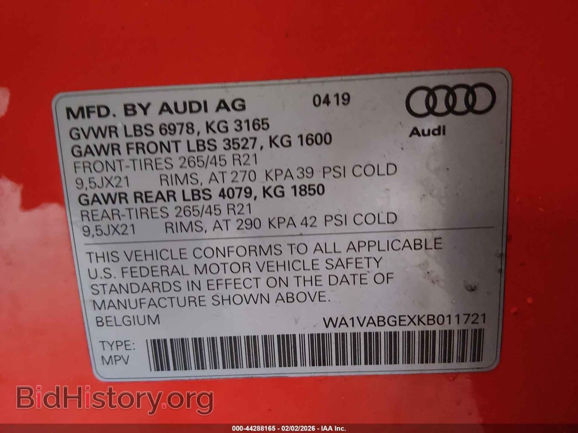 2019 AUDI E-TRON - VIN: WA1VABGEXKB011721 - Фото 9