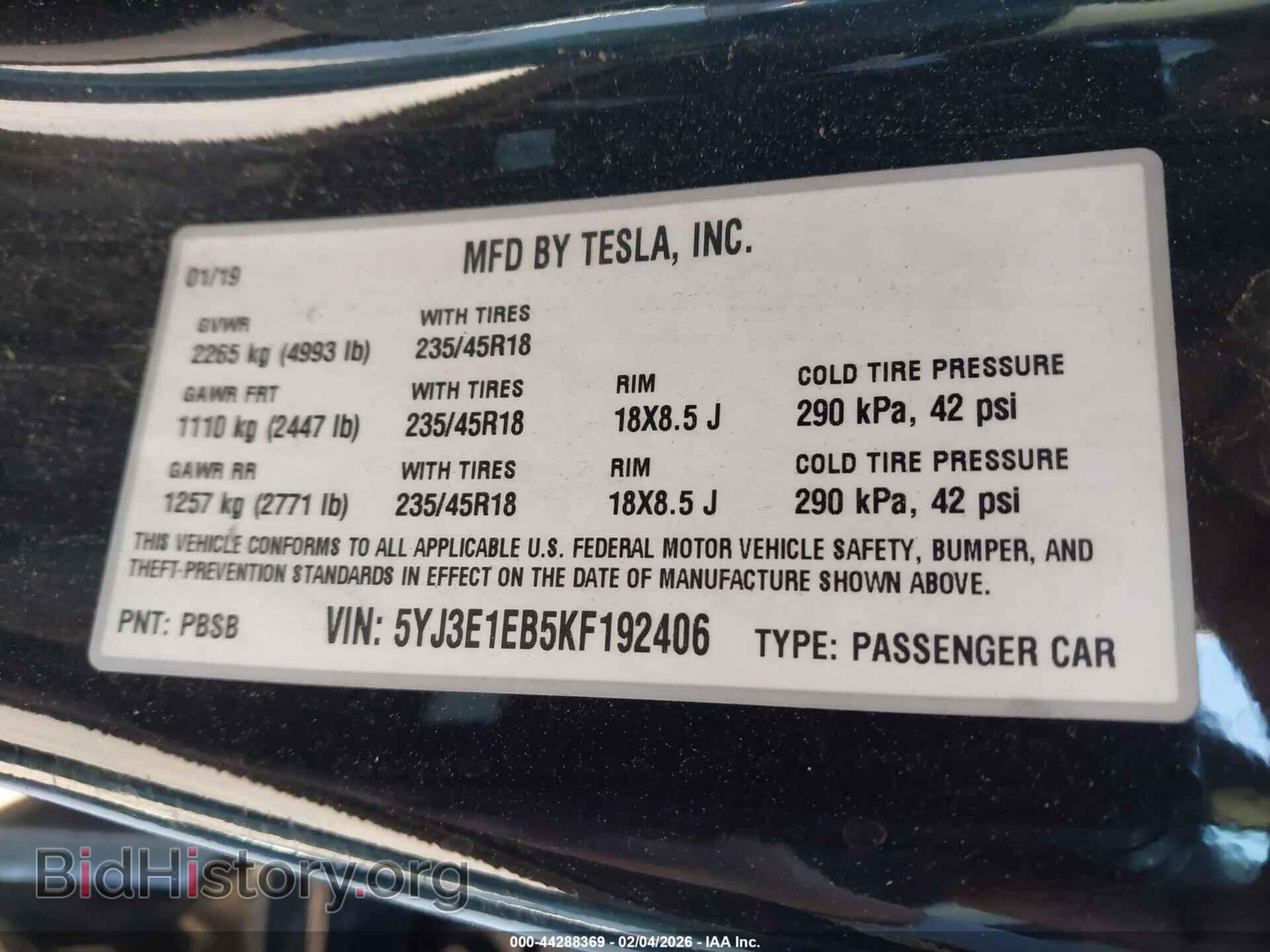 2019 TESLA MODEL 3 - VIN: 5YJ3E1EB5KF192406 - Photo 9