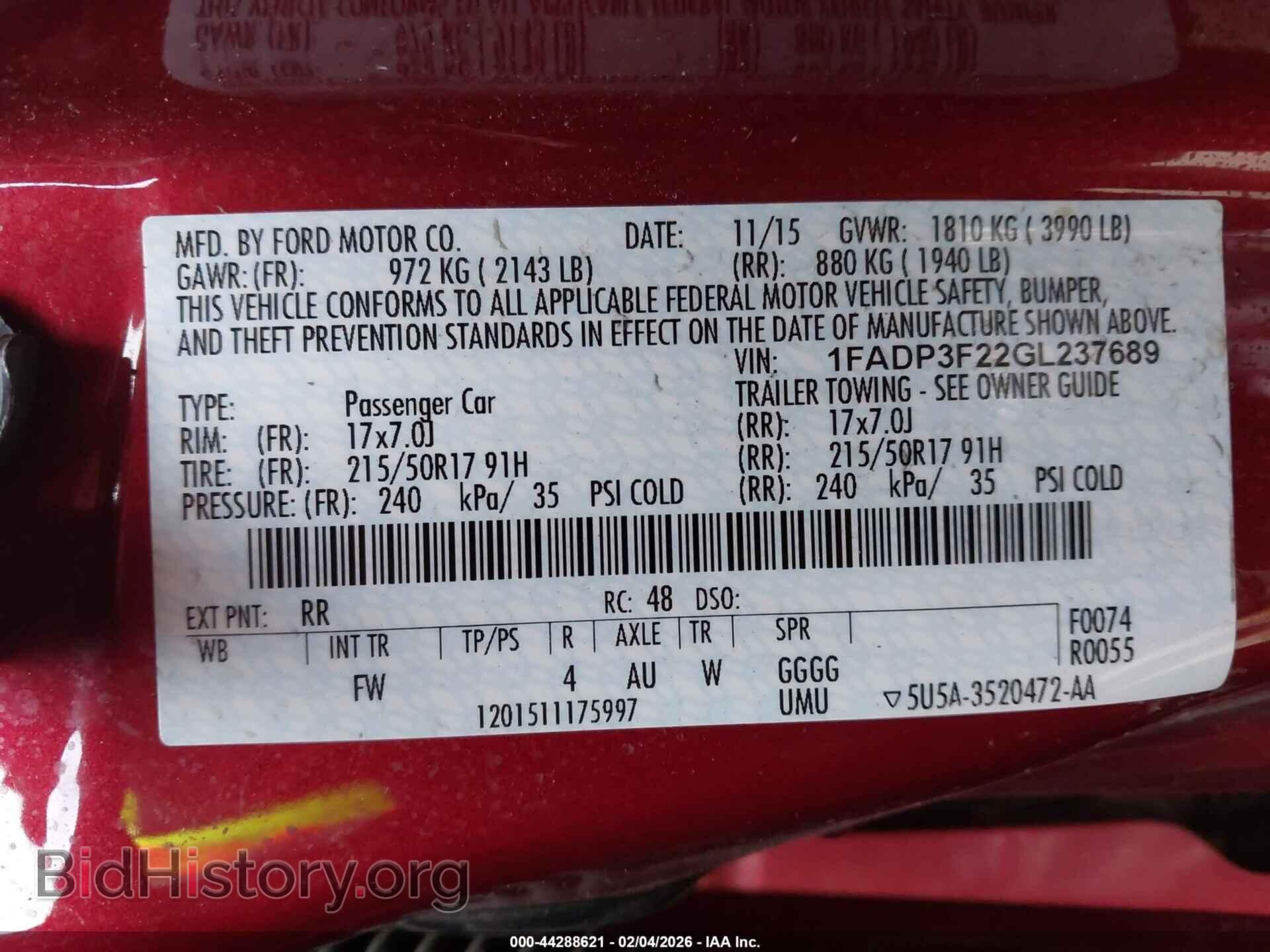 2016 FORD FOCUS - VIN: 1FADP3F22GL237689 - Фото 9