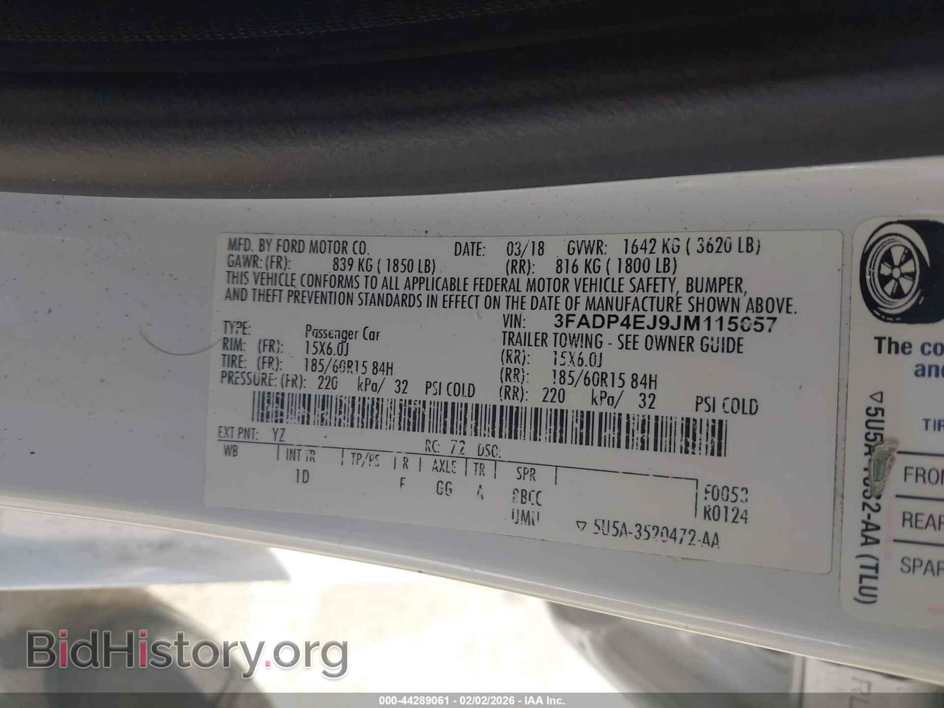 2018 FORD FIESTA - VIN: 3FADP4EJ9JM115657 - Фото 9