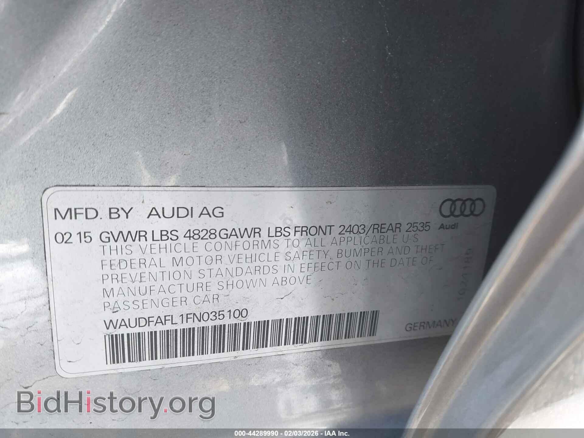 2015 AUDI A4 - VIN: WAUDFAFL1FN035100 - Фото 9