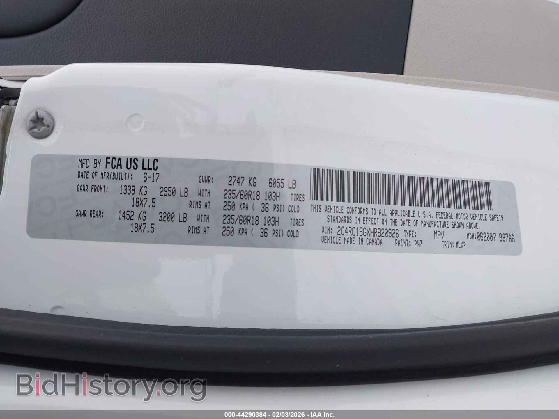 2017 CHRYSLER PACIFICA - VIN: 2C4RC1BGXHR820926 - Фото 9