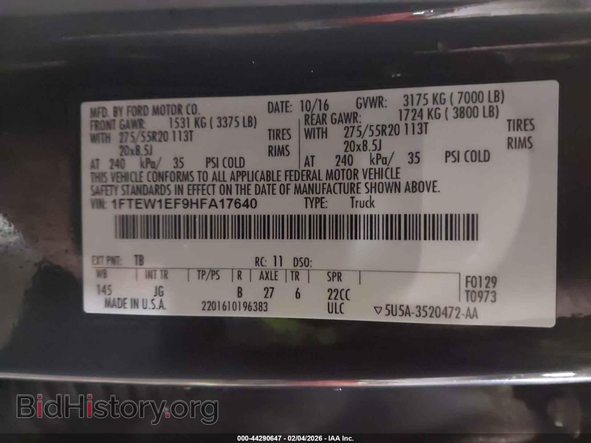 2017 FORD F-150 - VIN: 1FTEW1EF9HFA17640 - Фото 9