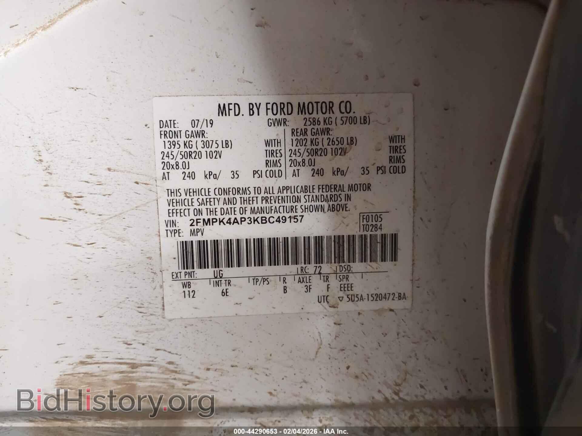 2019 FORD EDGE - VIN: 2FMPK4AP3KBC49157 - Photo 9