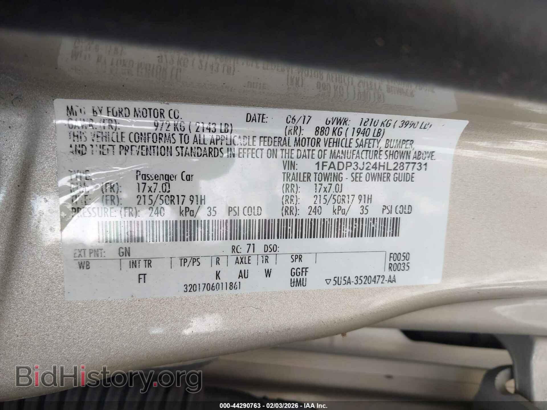 2017 FORD FOCUS - VIN: 1FADP3J24HL287731 - Photo 9