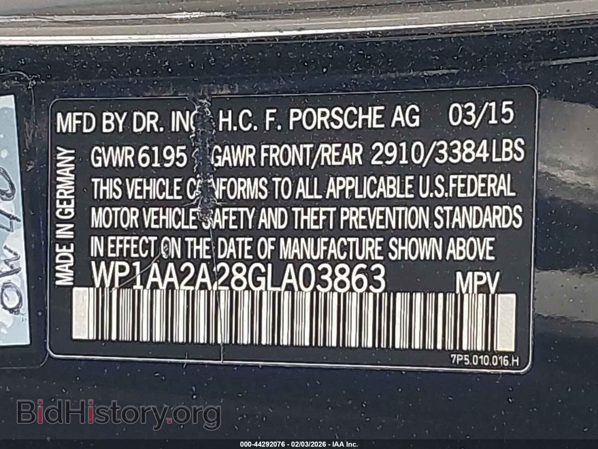 2016 PORSCHE CAYENNE - VIN: WP1AA2A28GLA03863 - Фото 9