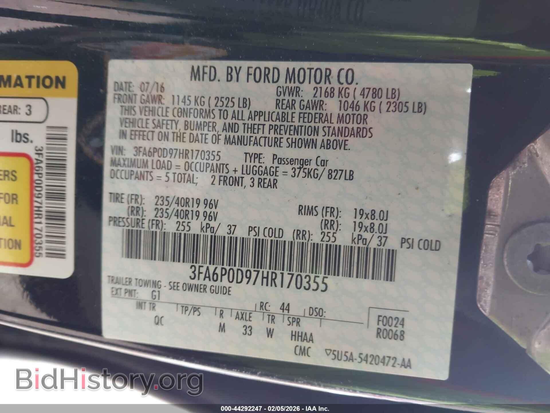 2017 FORD FUSION - VIN: 3FA6P0D97HR170355 - Фото 9