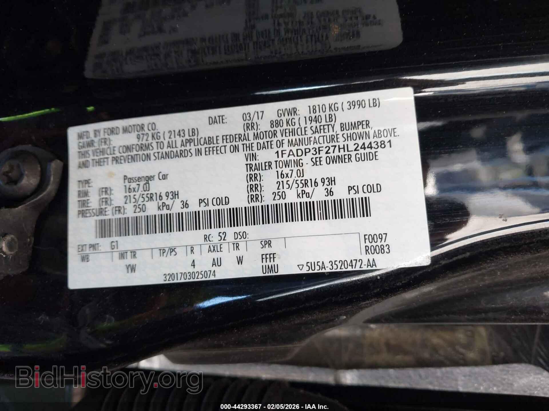 2017 FORD FOCUS - VIN: 1FADP3F27HL244381 - Фото 9