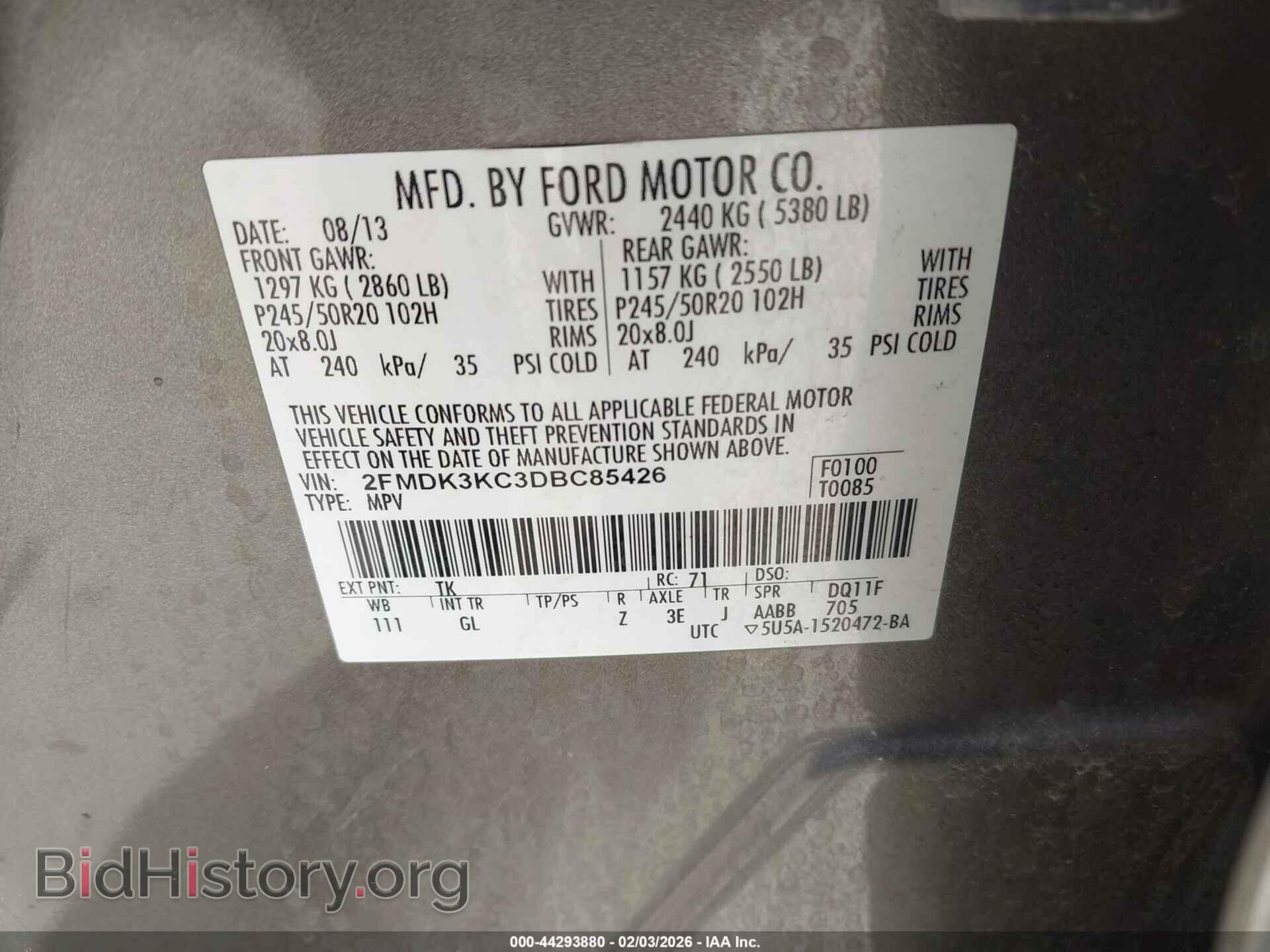 2013 FORD EDGE - VIN: 2FMDK3KC3DBC85426 - Photo 9