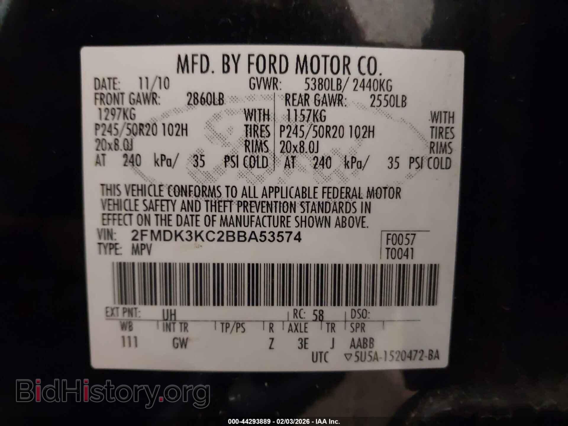 2011 FORD EDGE - VIN: 2FMDK3KC2BBA53574 - Photo 9