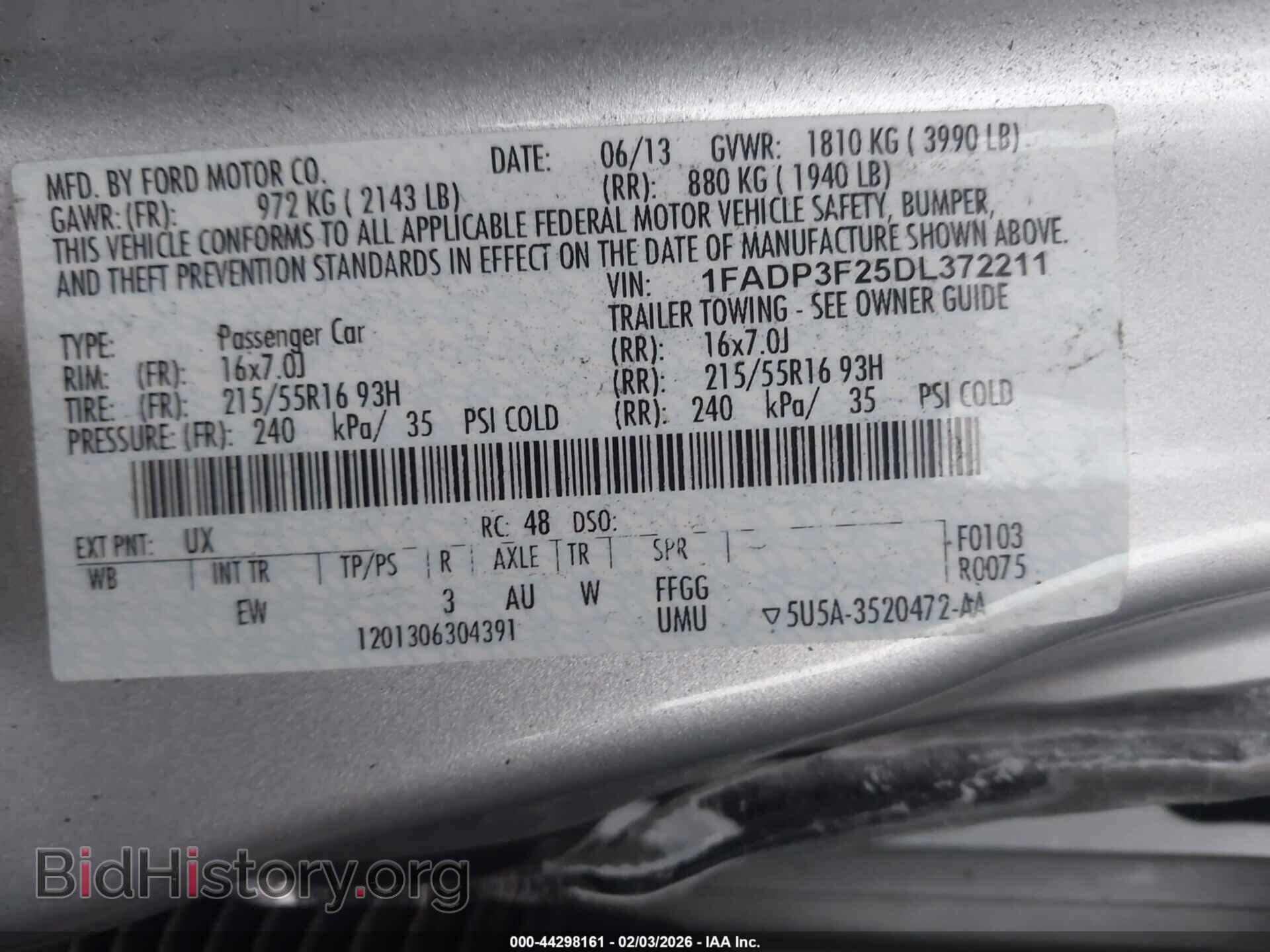 2013 FORD FOCUS - VIN: 1FADP3F25DL372211 - Фото 9
