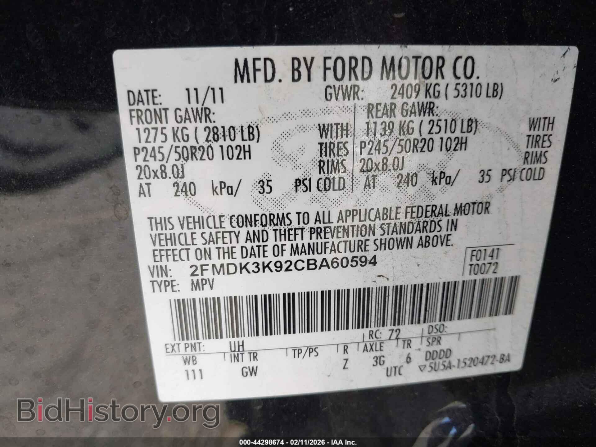 2012 FORD EDGE - VIN: 2FMDK3K92CBA60594 - Photo 9