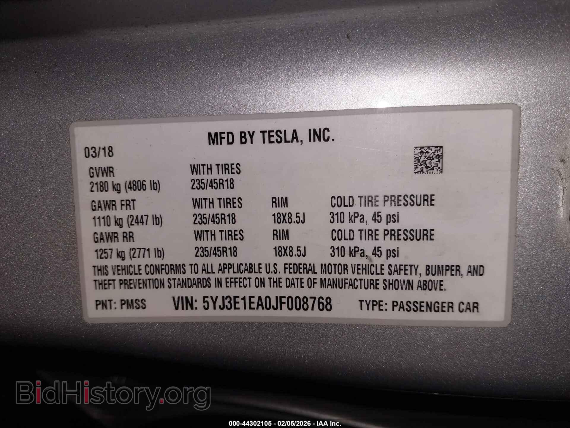 2018 TESLA MODEL 3 - VIN: 5YJ3E1EA0JF008768 - Photo 9