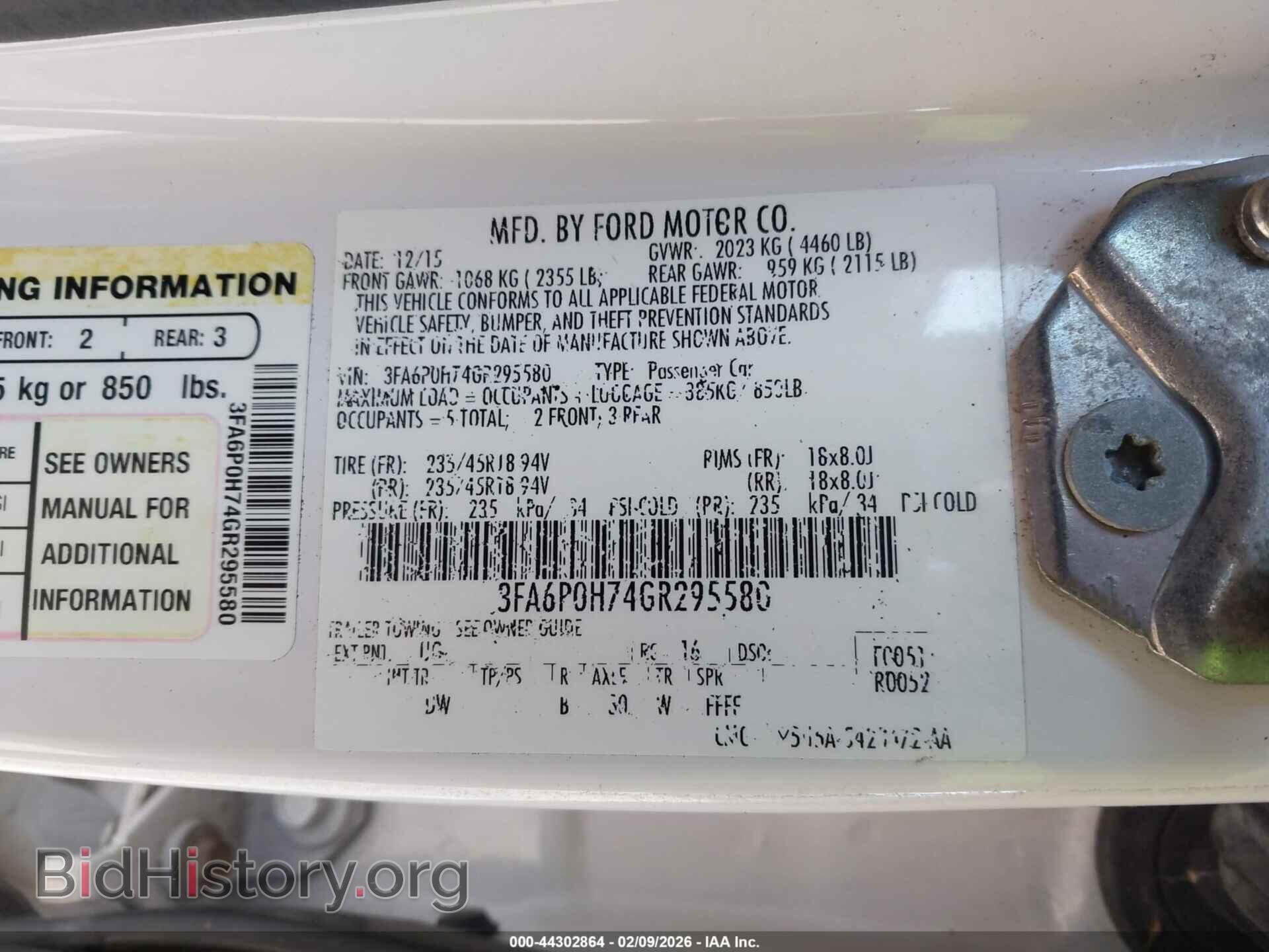 2016 FORD FUSION - VIN: 3FA6P0H74GR295580 - Фото 9