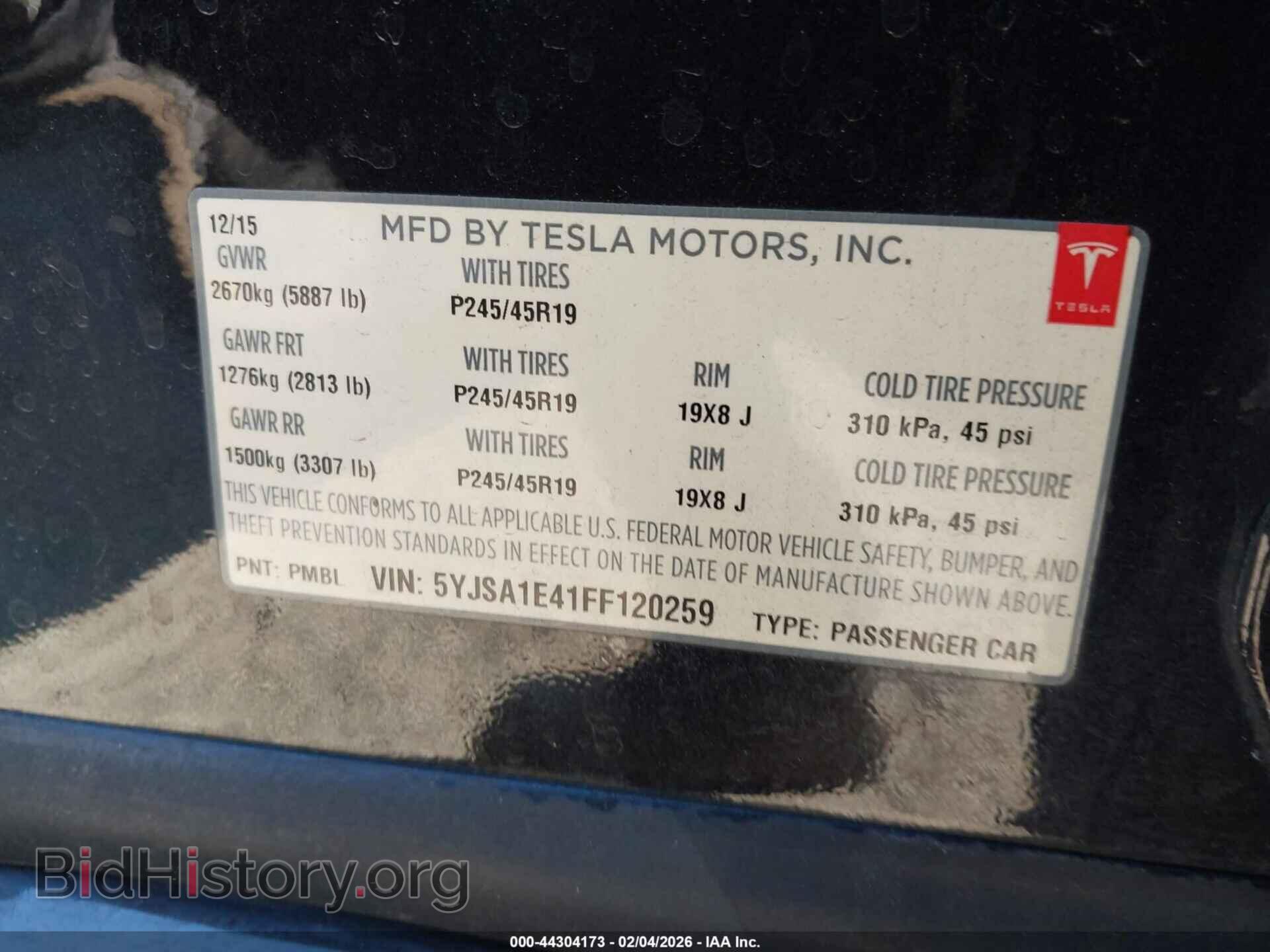 2015 TESLA MODEL S - VIN: 5YJSA1E41FF120259 - Фото 9