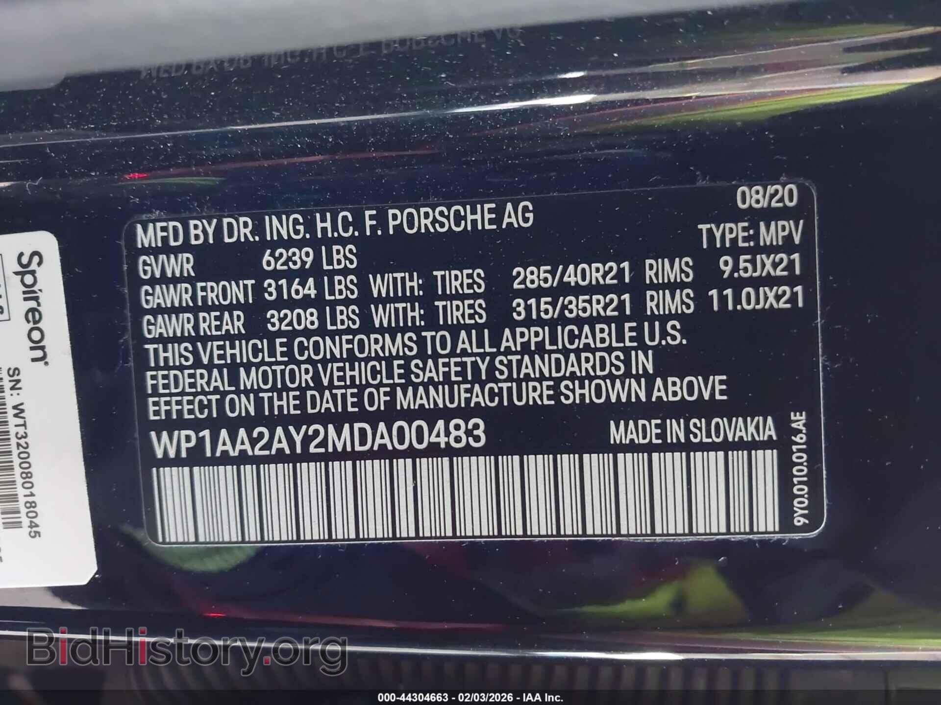 2021 PORSCHE CAYENNE - VIN: WP1AA2AY2MDA00483 - Photo 9