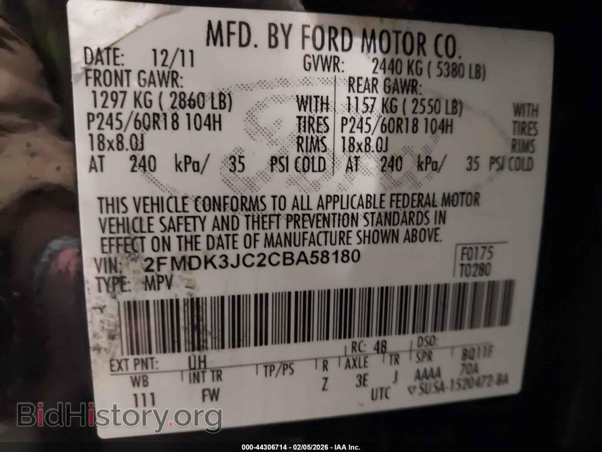 2012 FORD EDGE - VIN: 2FMDK3JC2CBA58180 - Photo 9