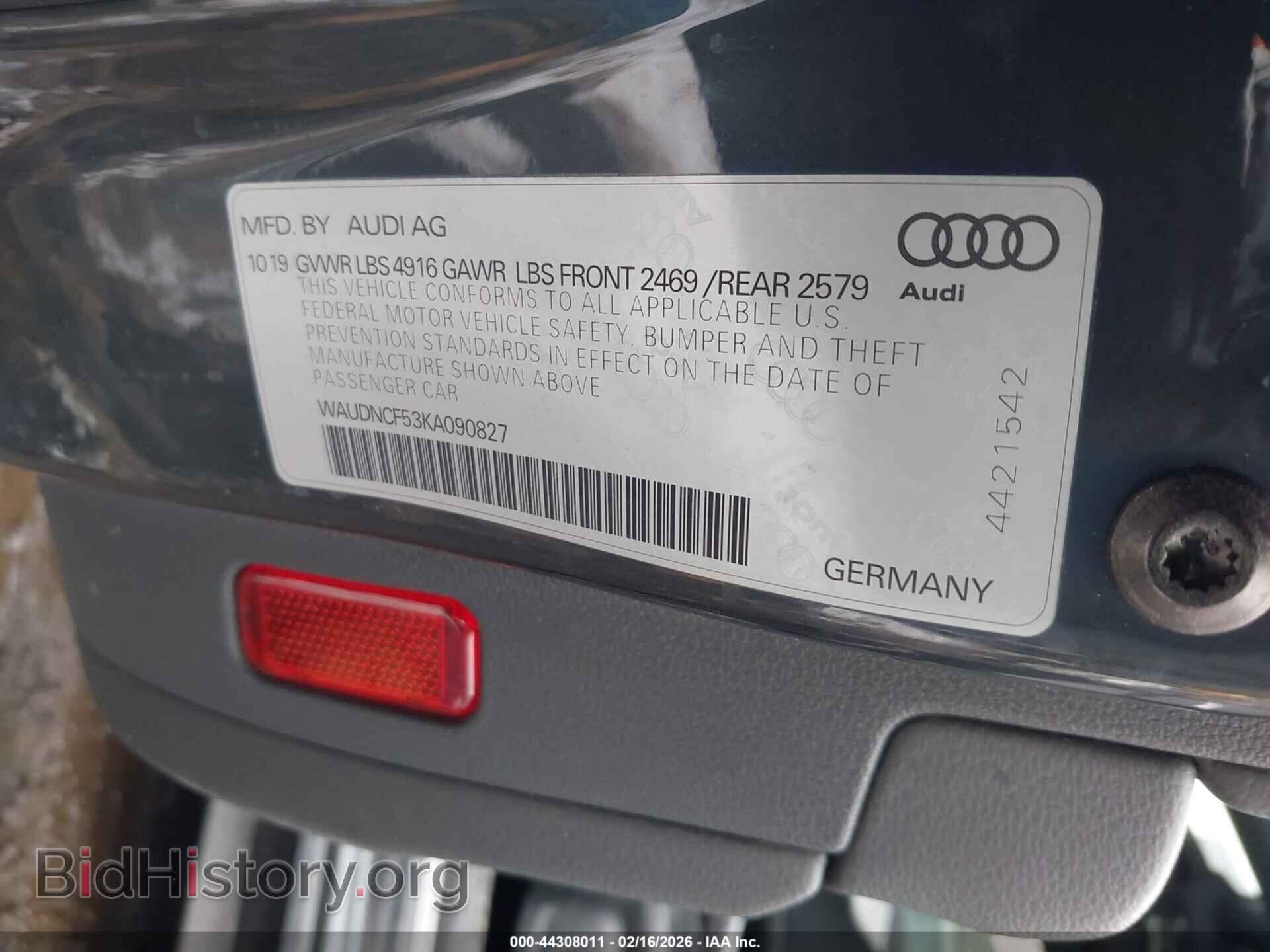 2019 AUDI A5 - VIN: WAUDNCF53KA090827 - Фото 9