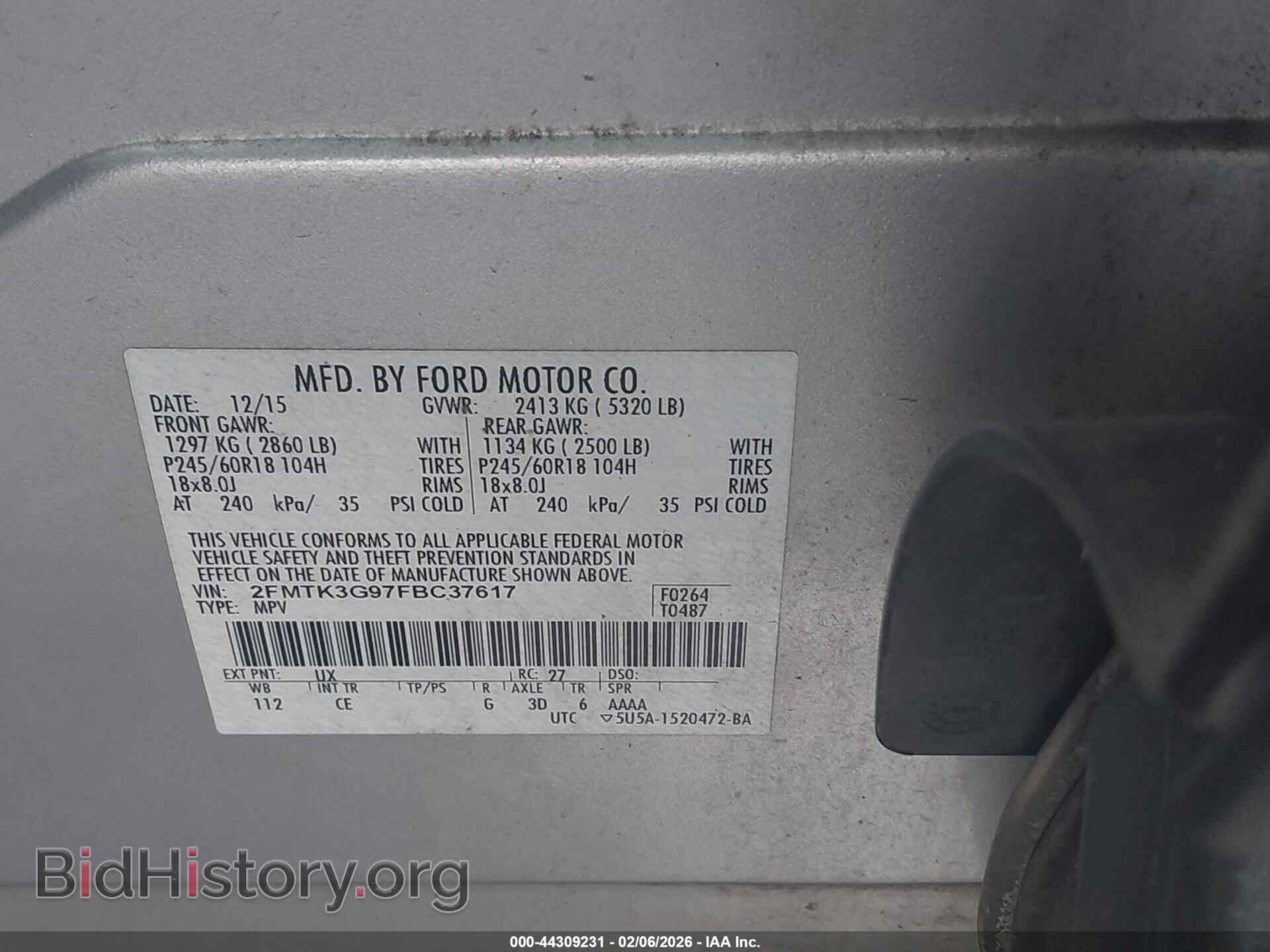2015 FORD EDGE - VIN: 2FMTK3G97FBC37617 - Фото 9