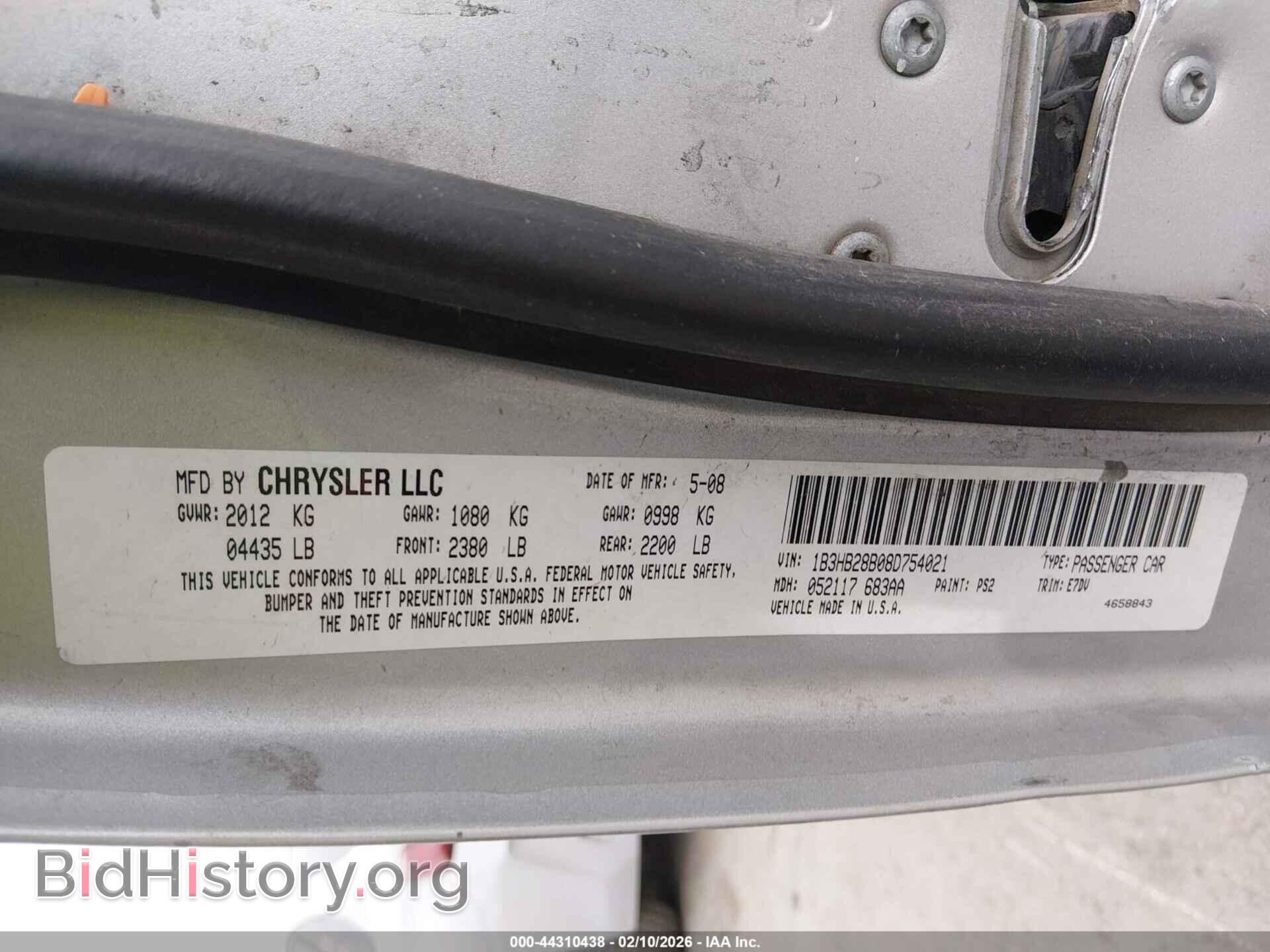 2008 DODGE CALIBER - VIN: 1B3HB28B08D754021 - Фото 9