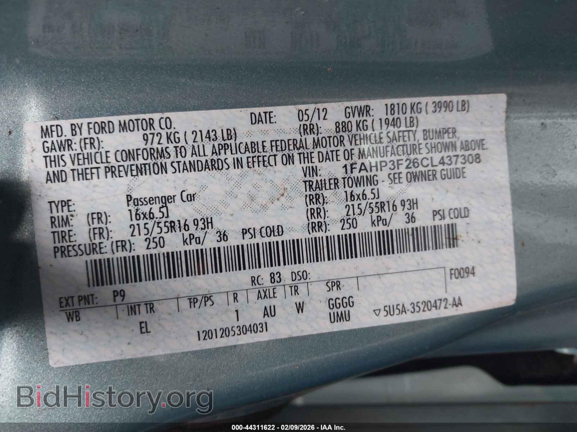 2012 FORD FOCUS - VIN: 1FAHP3F26CL437308 - Фото 9