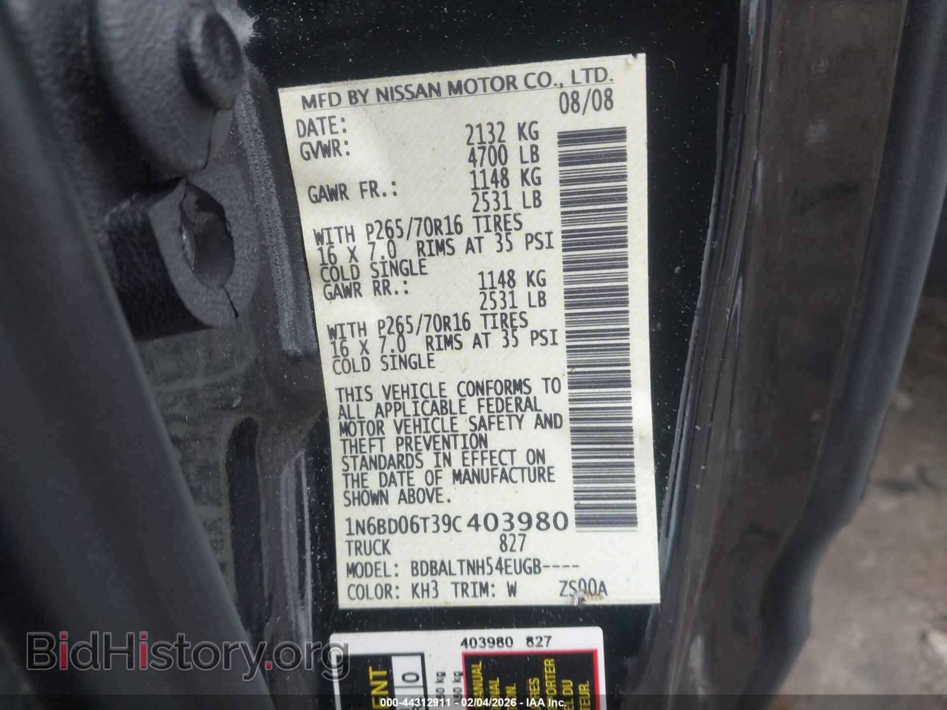 2009 NISSAN FRONTIER - VIN: 1N6BD06T39C403980 - Фото 9