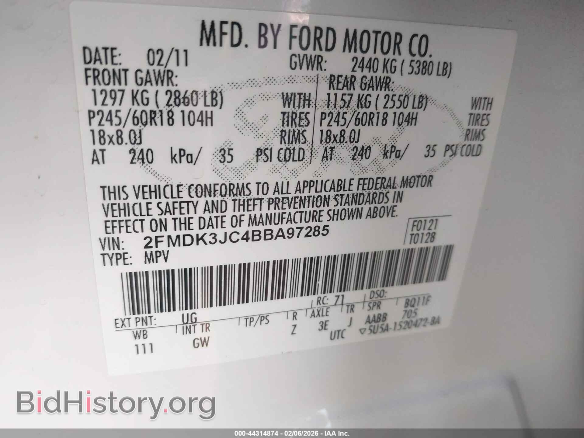 2011 FORD EDGE - VIN: 2FMDK3JC4BBA97285 - Photo 9