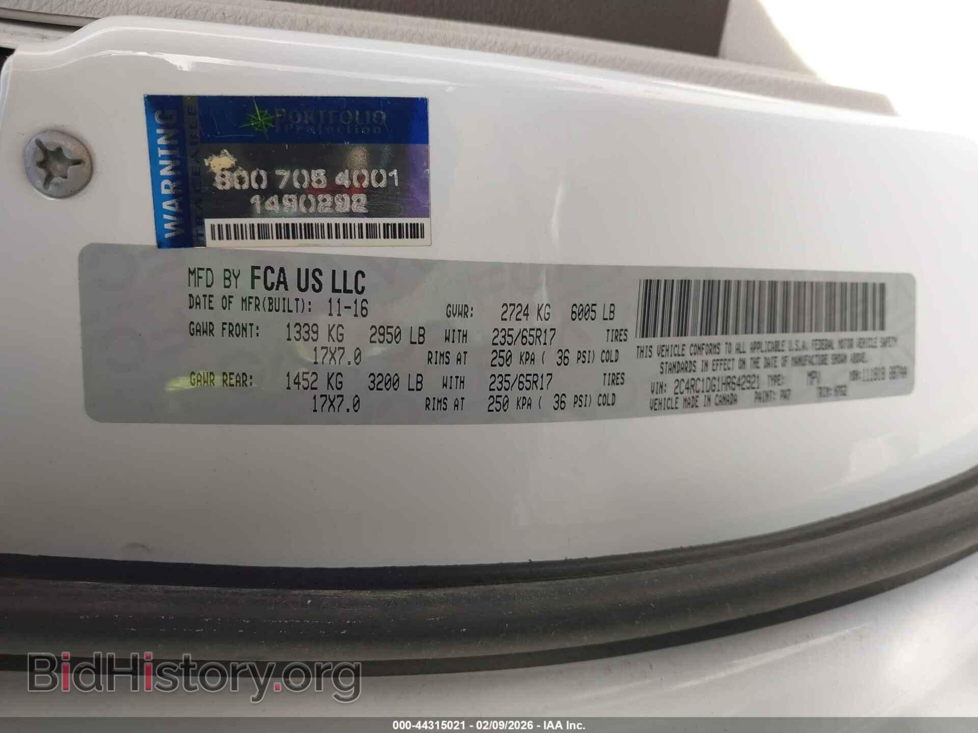 2017 CHRYSLER PACIFICA - VIN: 2C4RC1DG1HR642921 - Photo 9